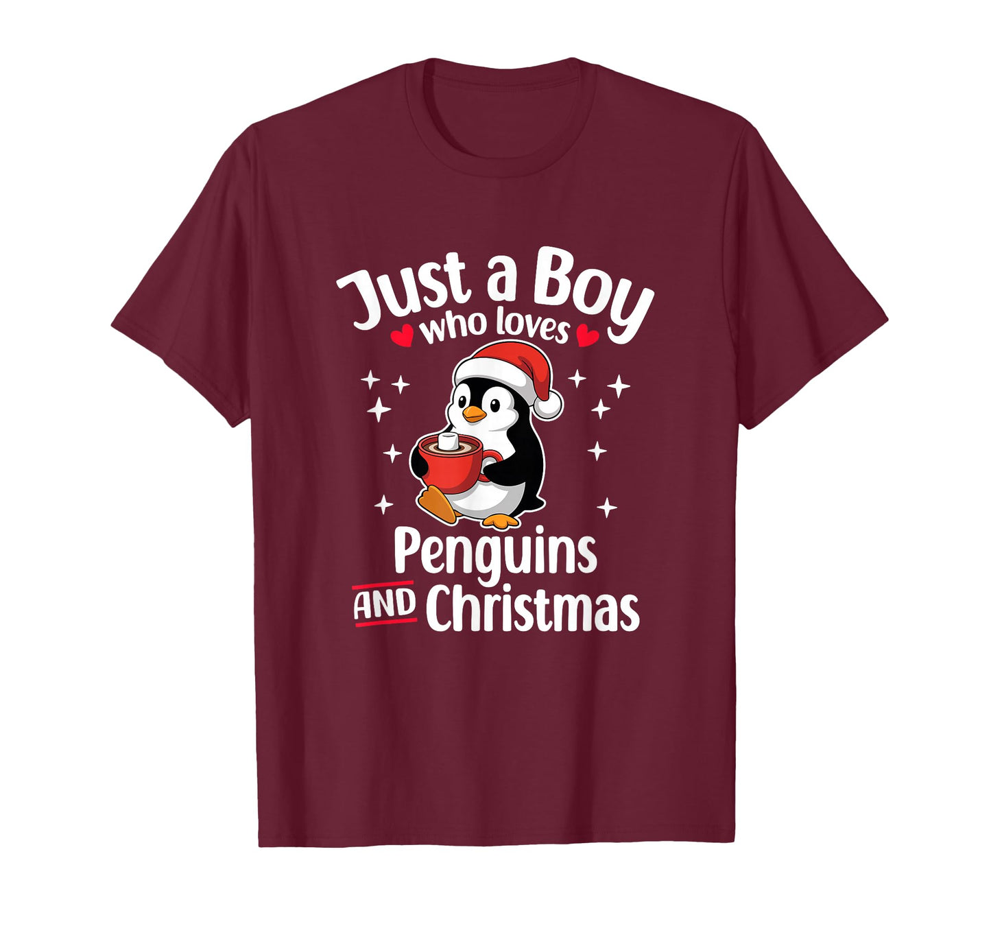 Just a Boy Who Loves Penguins Cocoa Xmas T-Shirt