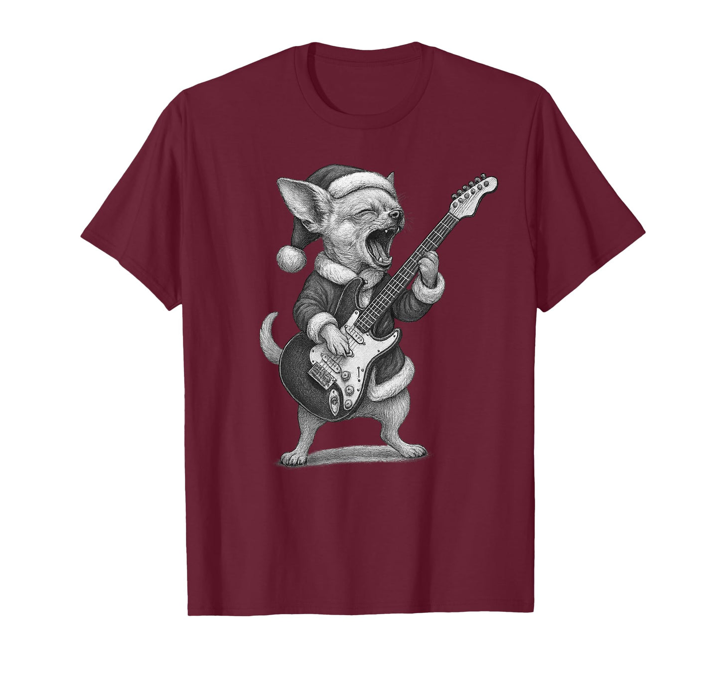 Chihuahua Playing Guitar Christmas Dog Lover T-Shirt