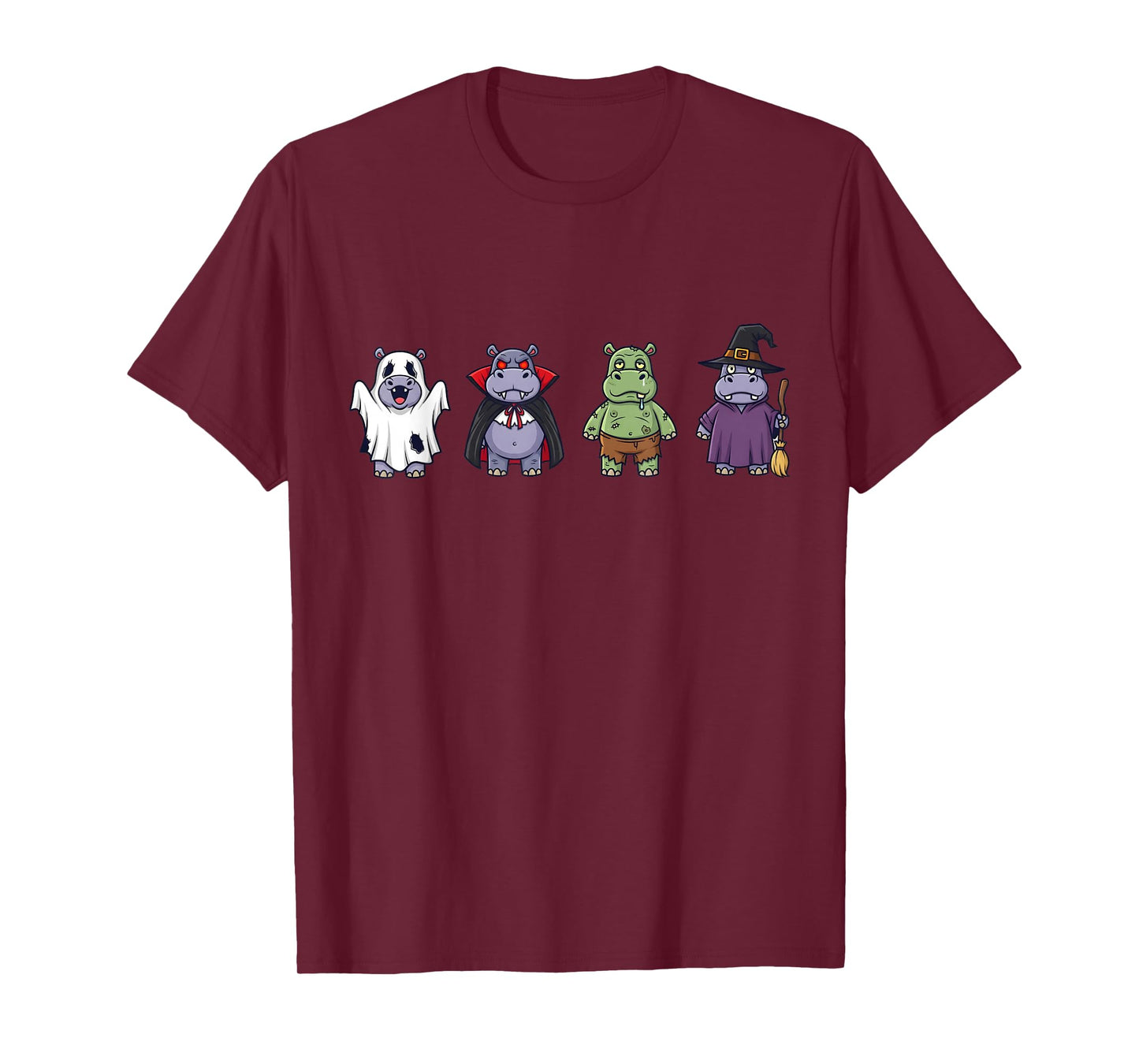 Funny Hippo Ghost Witch Zombie Halloween Costume Boys Girls T-Shirt