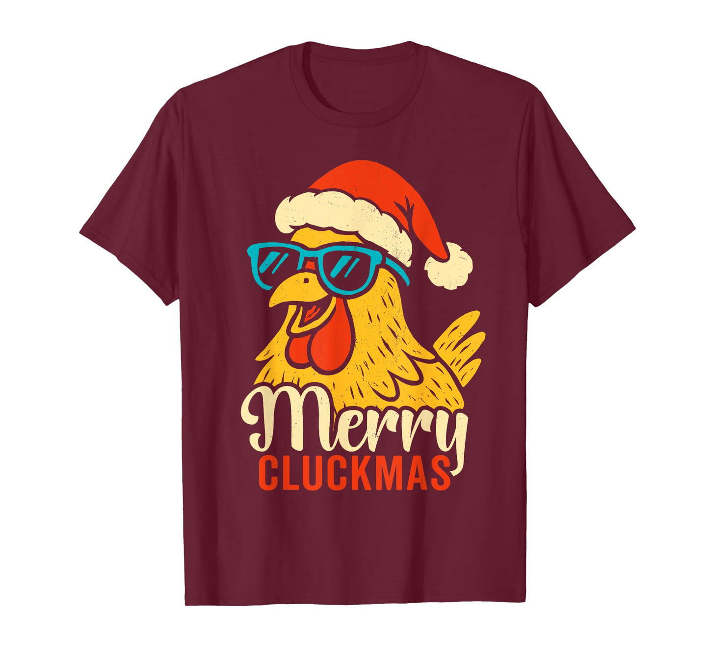 Merry Cluckmas, Cool Vintage Chicken Sunglasses Christmas T-Shirt