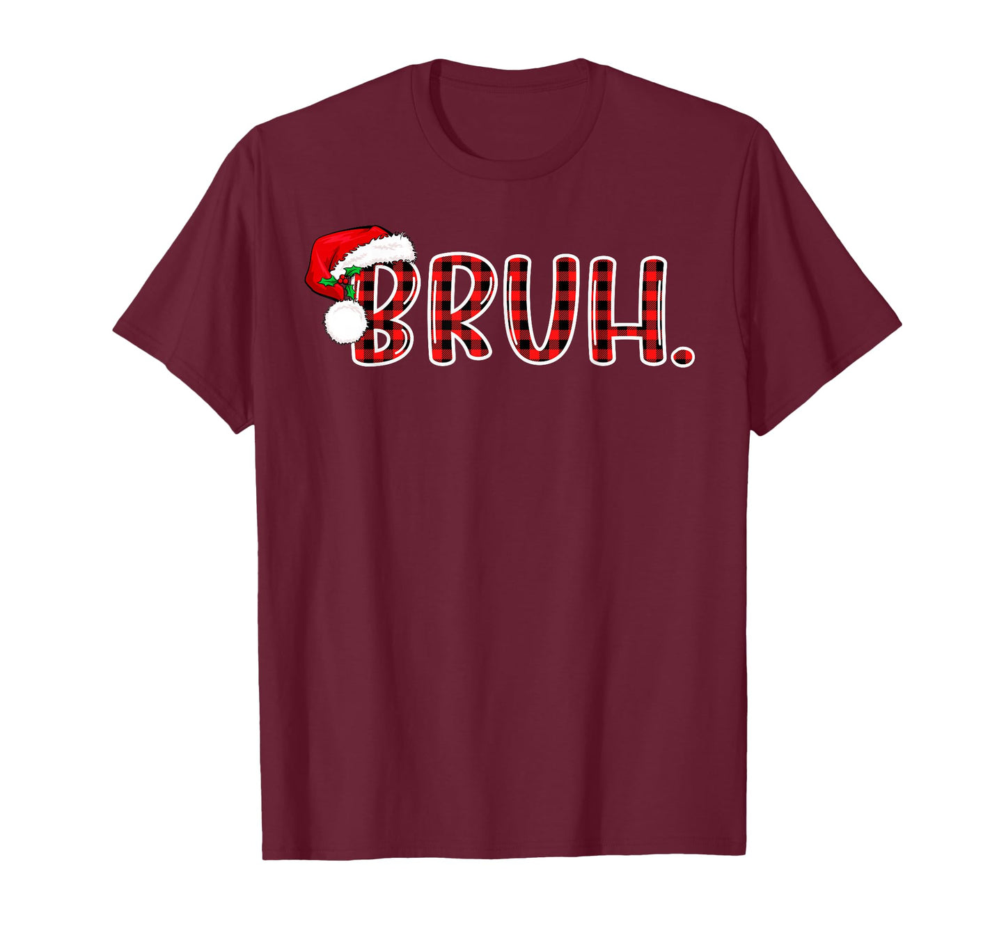 Bruh Funny Christmas Plaid Teens Boys Kids Xmas Pajamas T-Shirt
