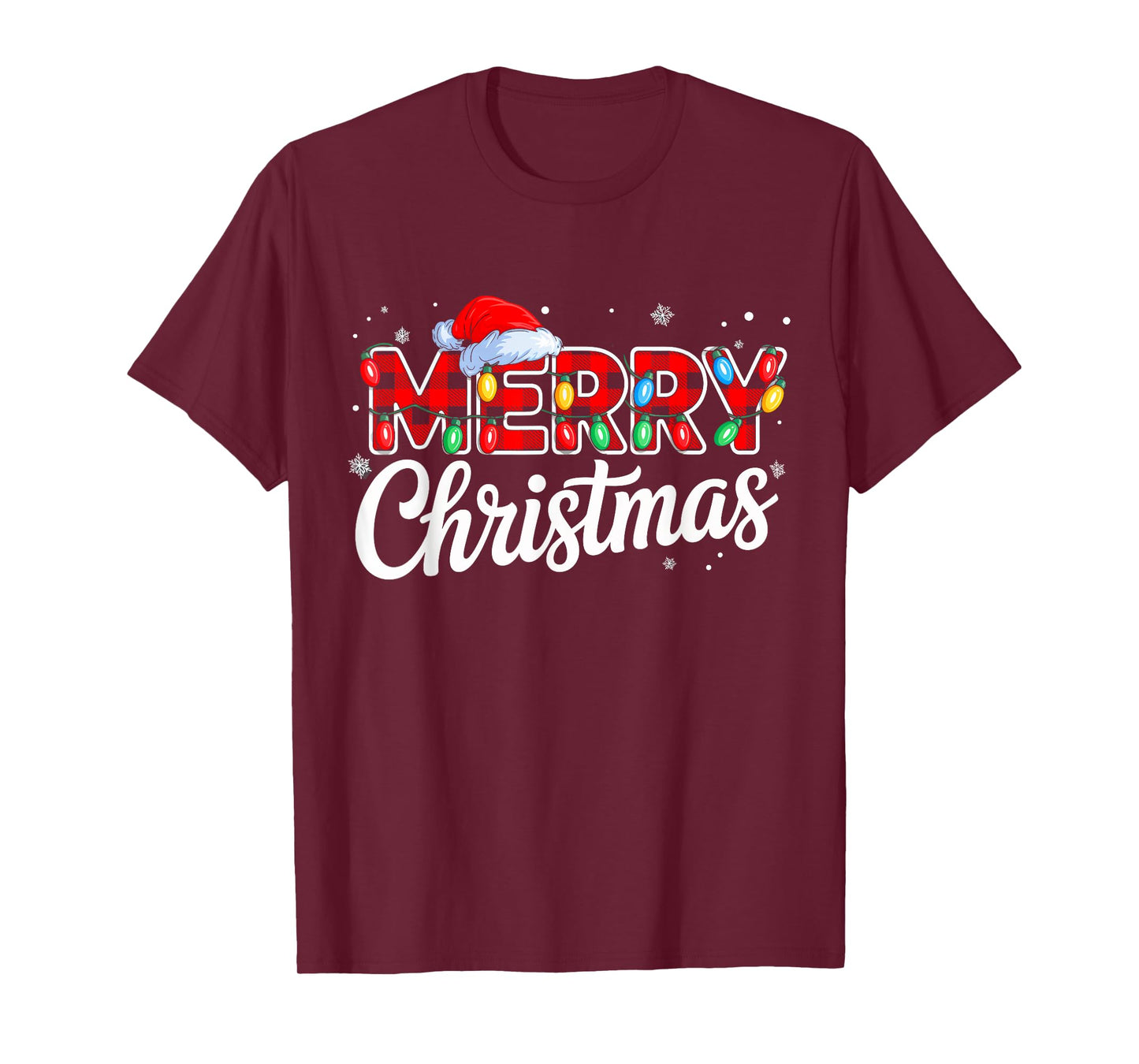 Merry Christmas Buffalo Plaid Red Santa Family Xmas Pajamas T-Shirt