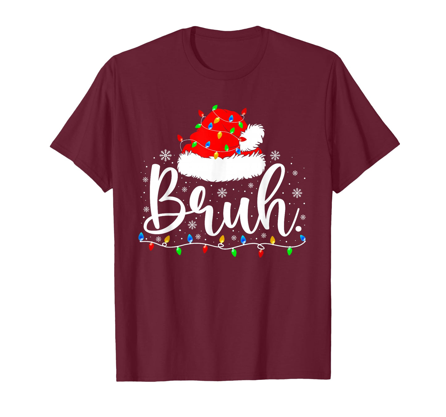 Bruh Funny Christmas Santa Hat Teens Kids Xmas Pajamas T-Shirt