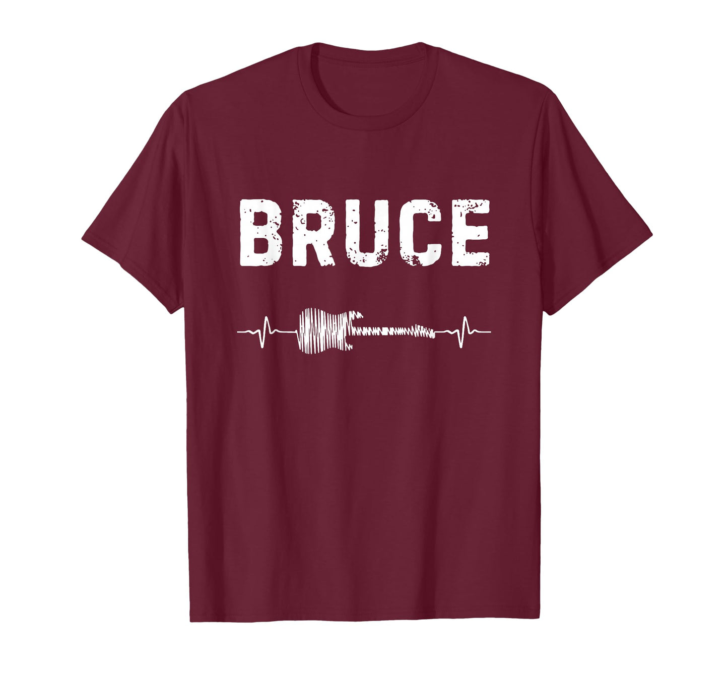 Bruce Guitar Heartbeat Music Guitarist Retro Vintage T-Shirt
