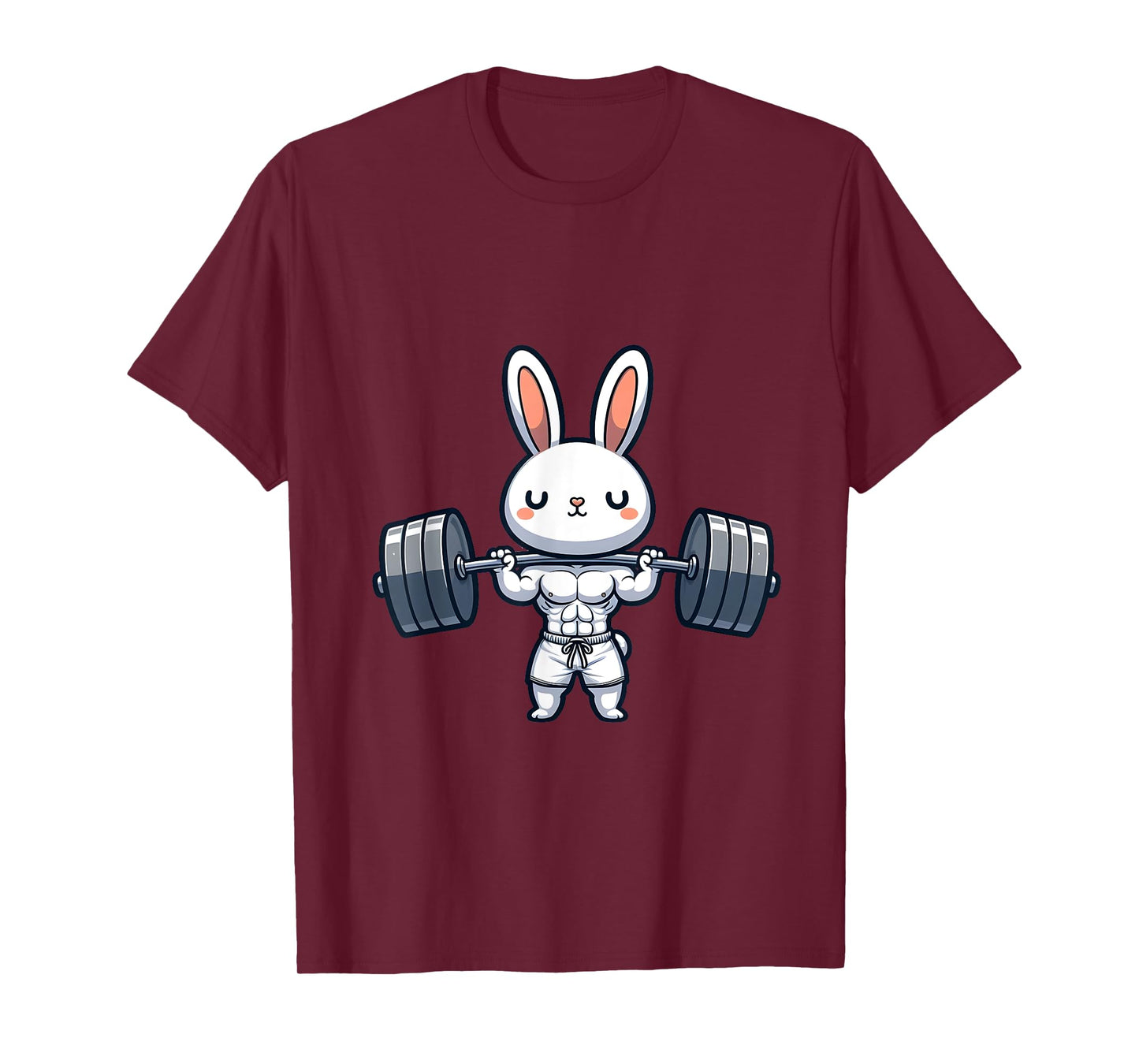 Cute Kawaii Muscular Rabbit Weightlifting Funny T-Shirt
