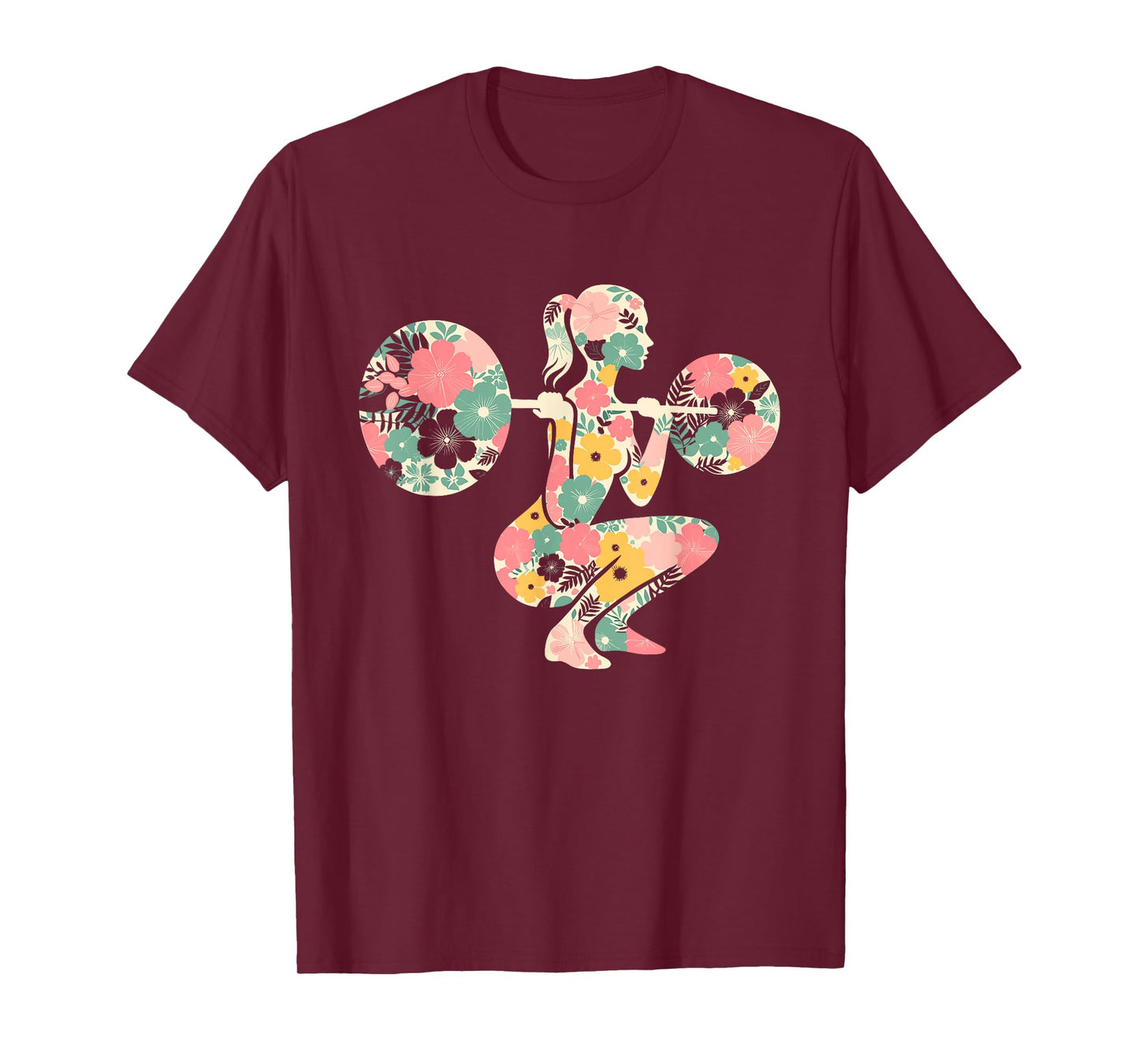 Floral FLower Weightlifting Workout Gym Fitness Mothers Day T-Shirt