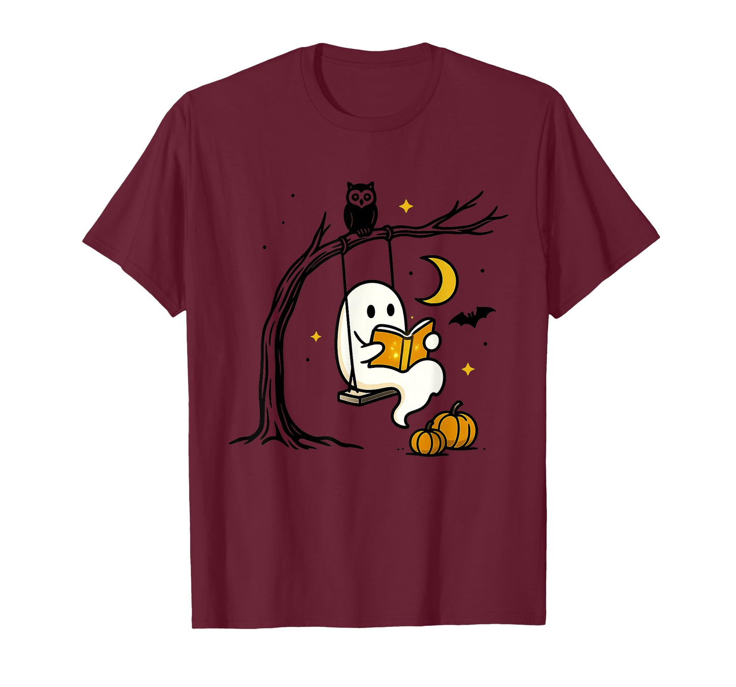Halloween Ghost Swing Reading Vintage Costume Women Kids Men T-Shirt