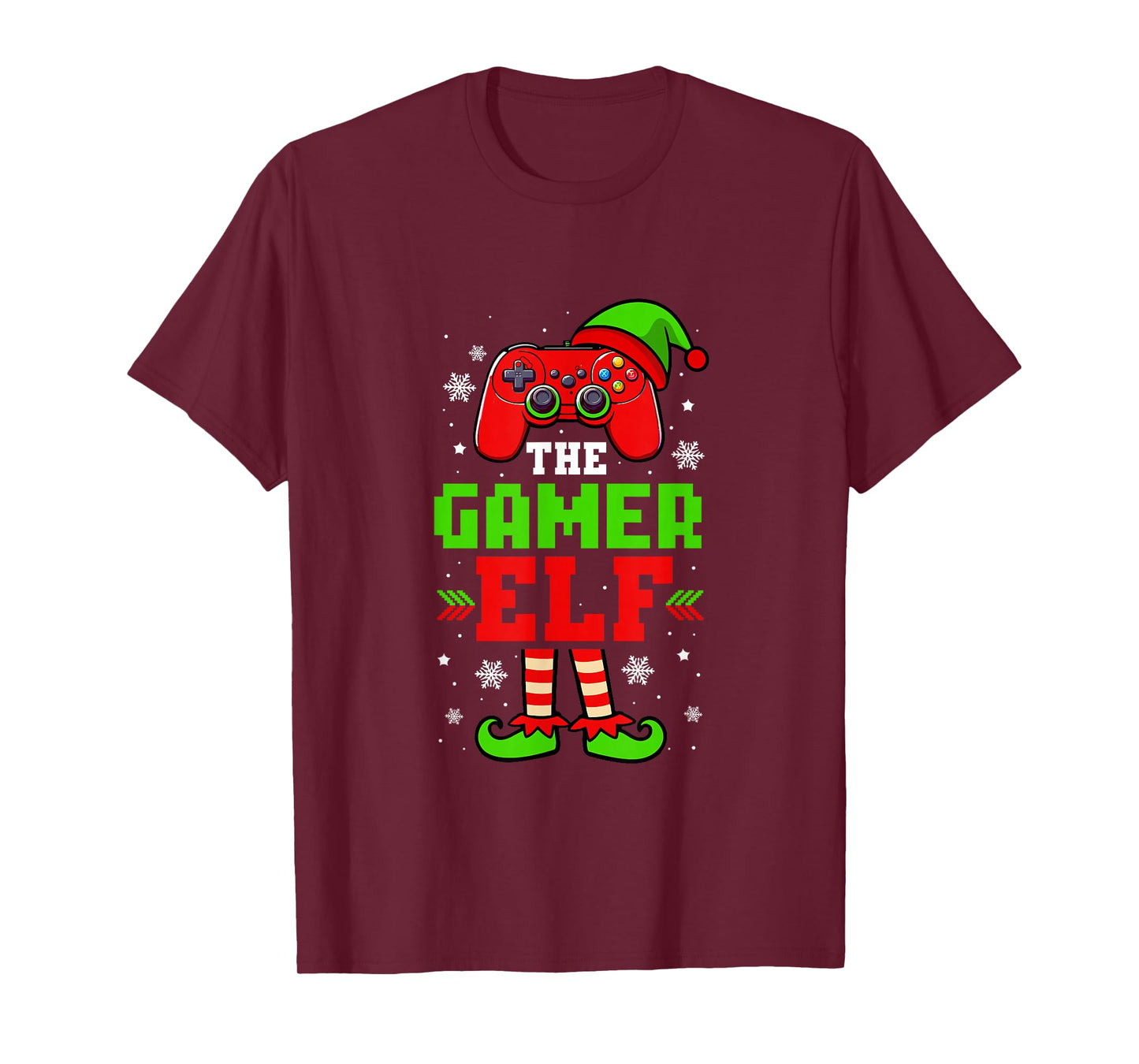 Gamer Elf Christmas Costume Game Controller Gamer Lover Kids T-Shirt