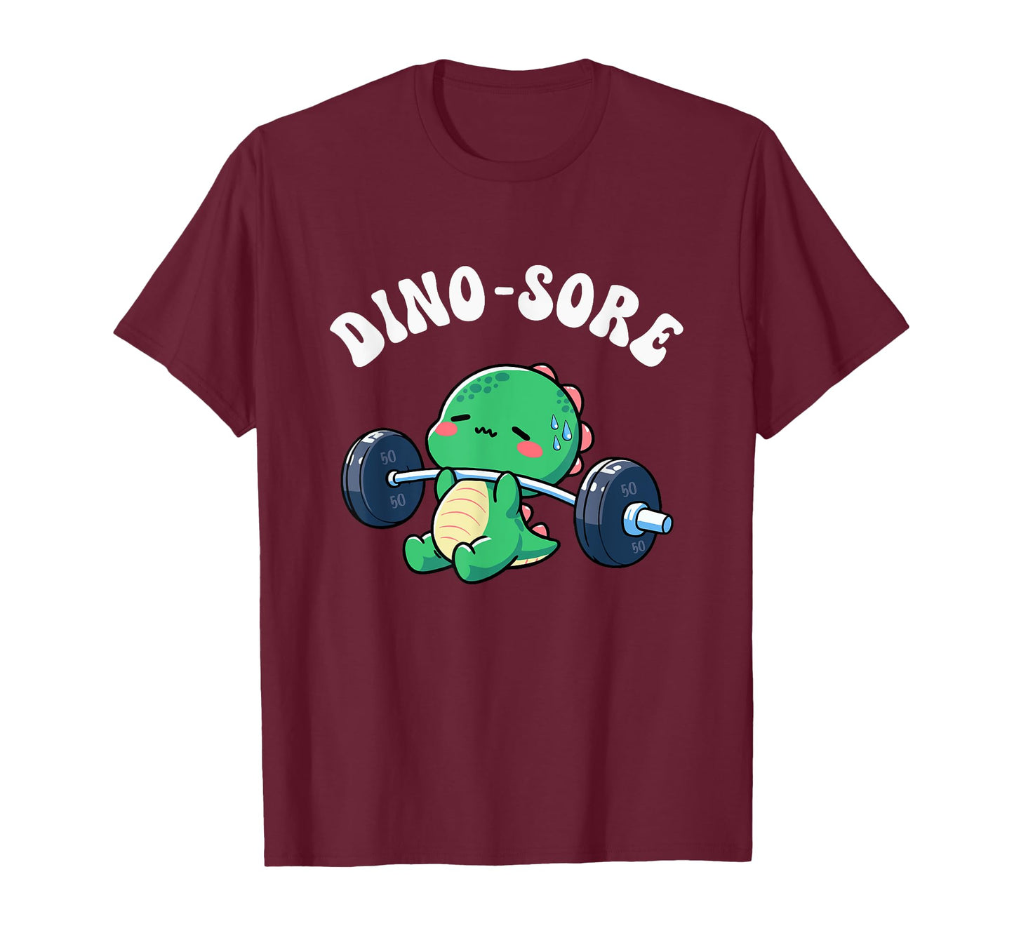 Dino Sore Gym Workout Lifting Weights Fitness Dino Saur Gym T-Shirt