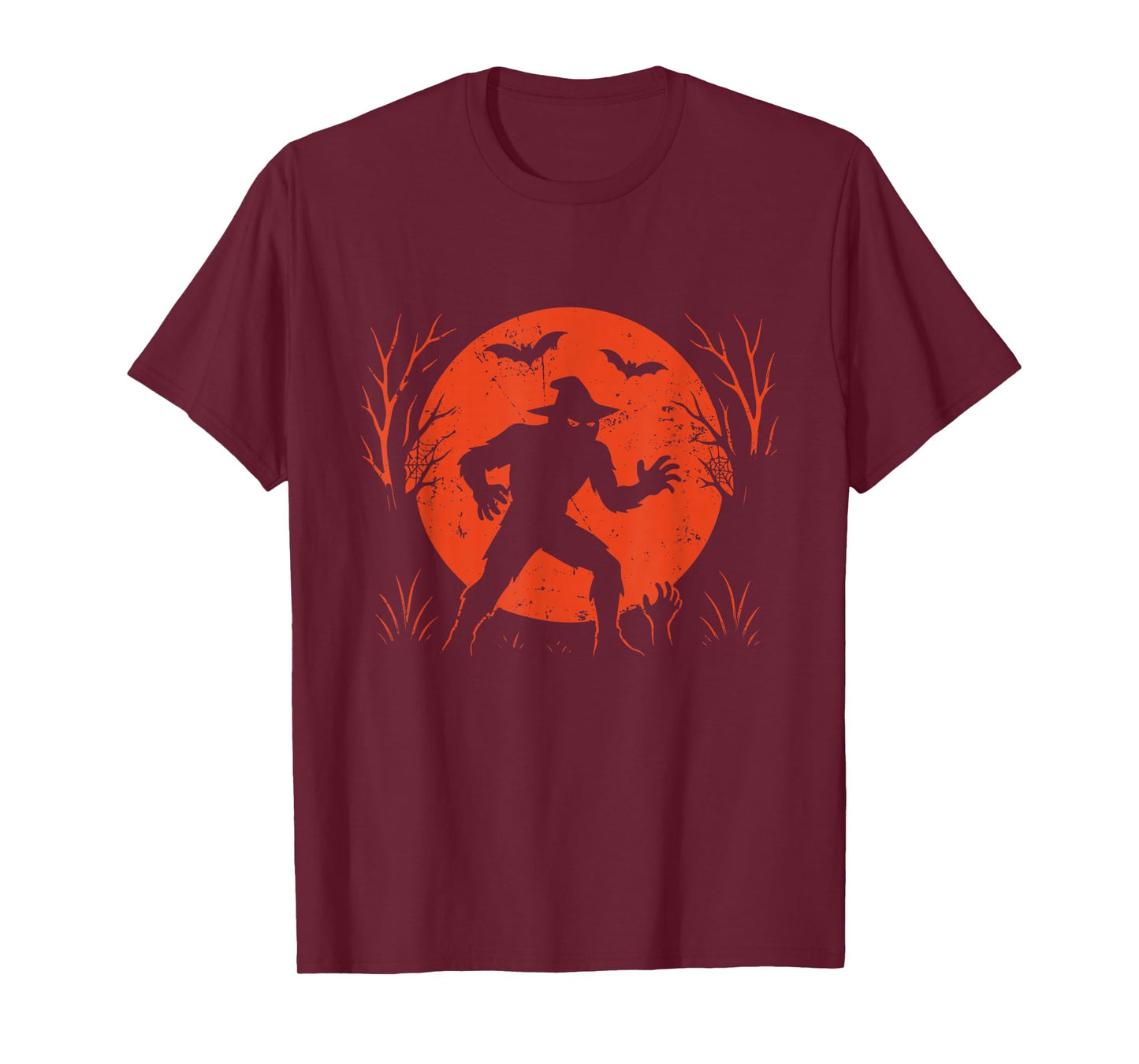 Scarecrow Under Moon Halloween Scene T-Shirt