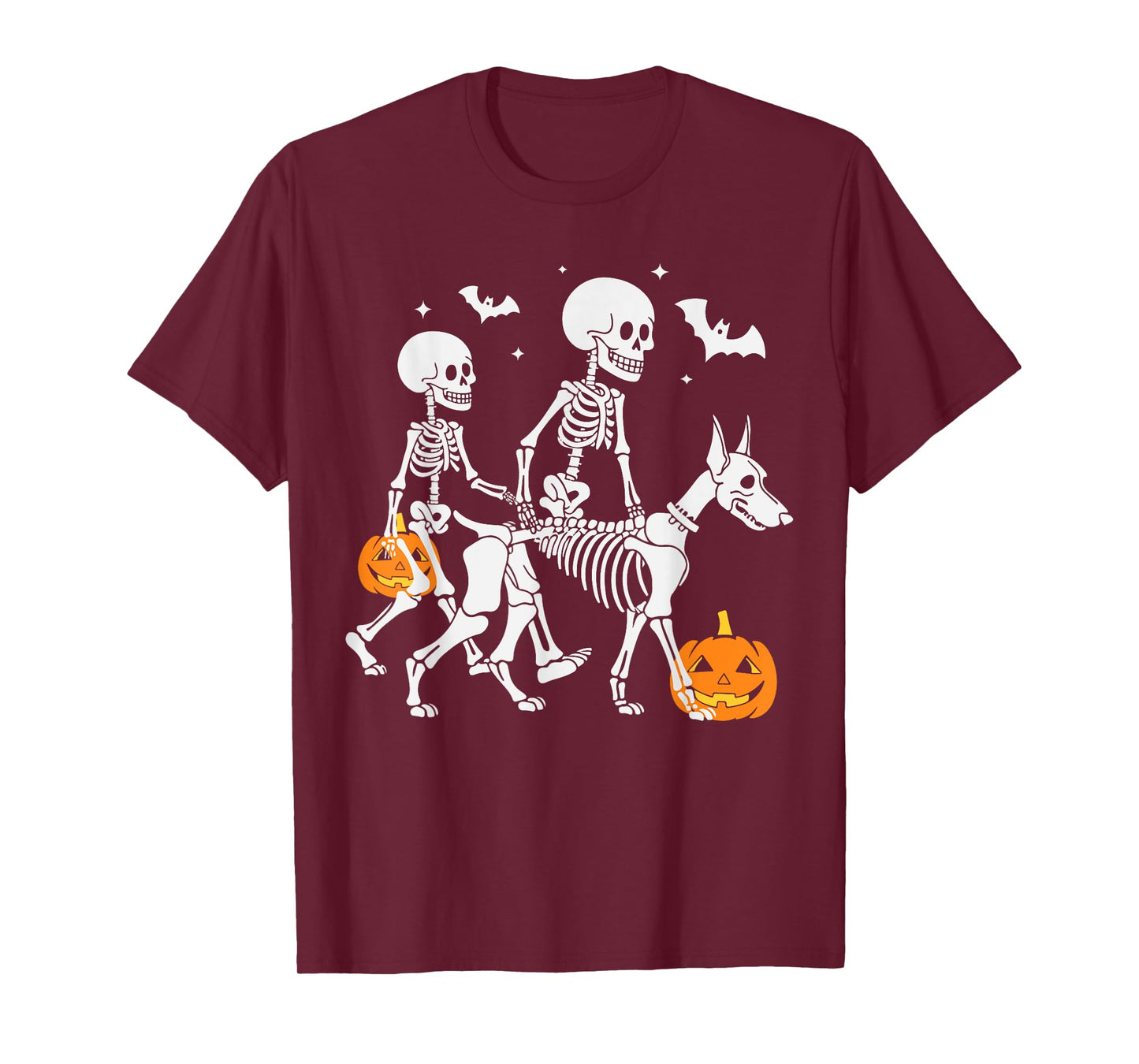 Halloween Skeleton Walking Doberman Dog T-Shirt