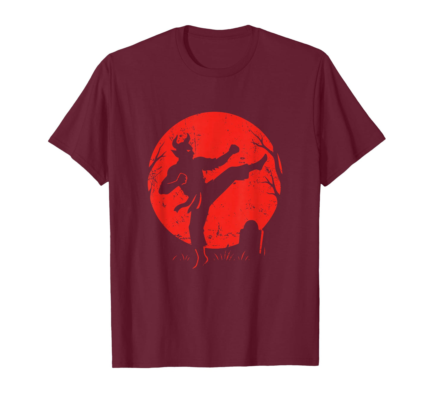Demon Karate Kick Under Moon T-Shirt