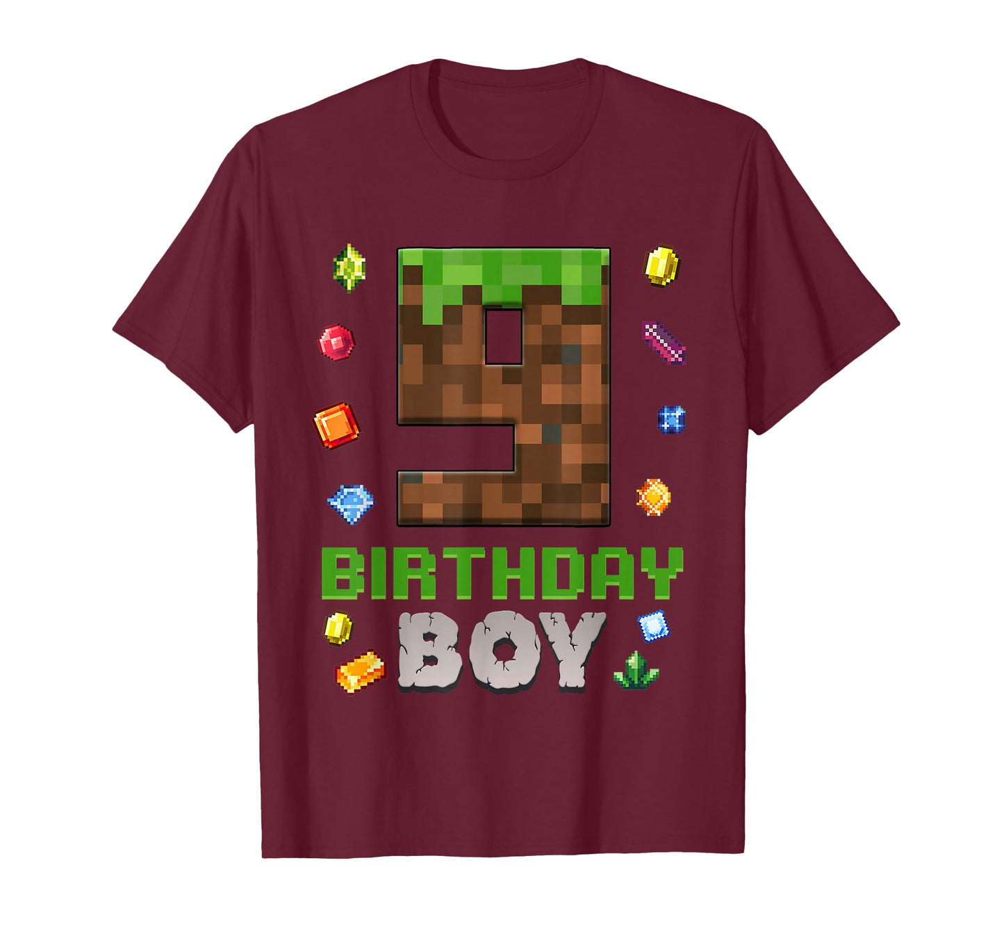 9th Birthday 9 Years Old Video Gamer Pixel Birthday Boys T-Shirt