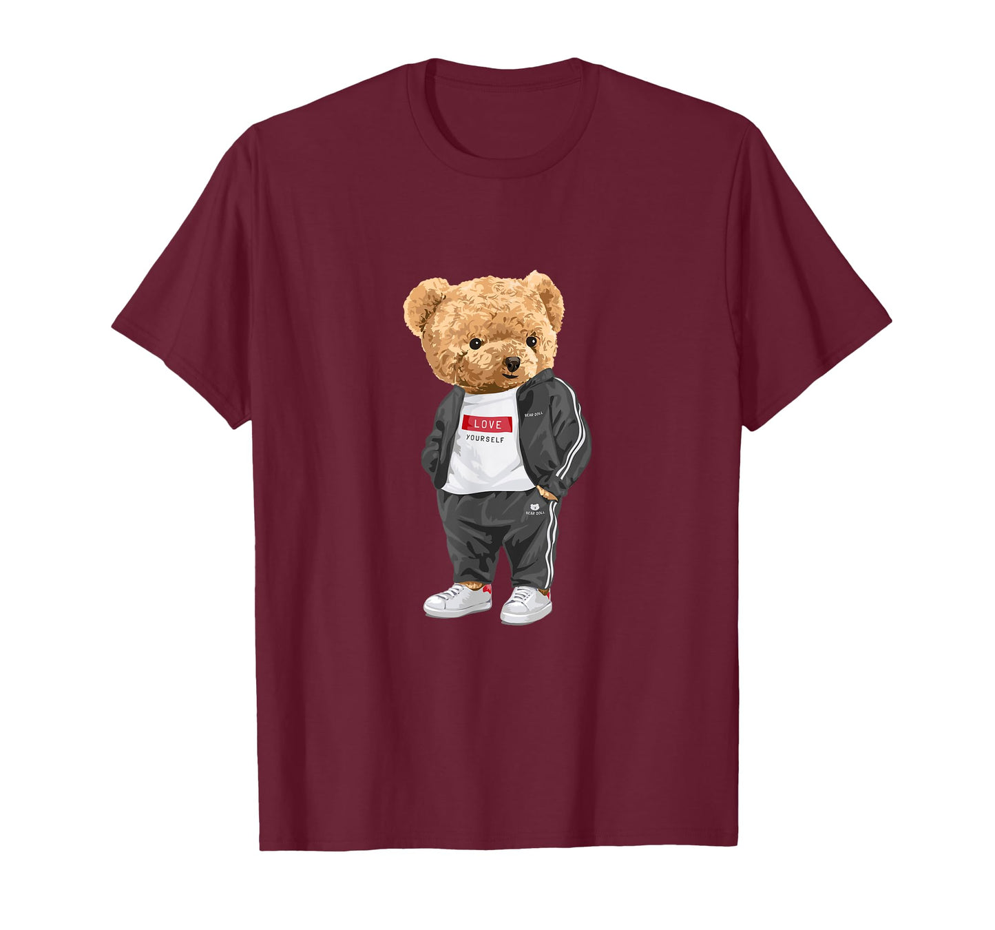 Love Yourself, Enjoy Wear Cool Illustration Teddy Bear Style T-Shirt