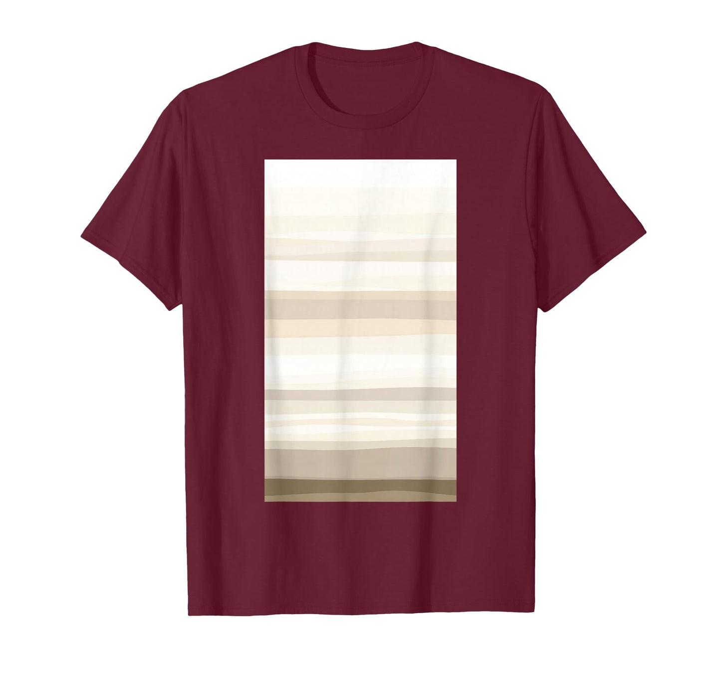Beige Tan Horizontal Stripes Pattern Minimalist T-Shirt