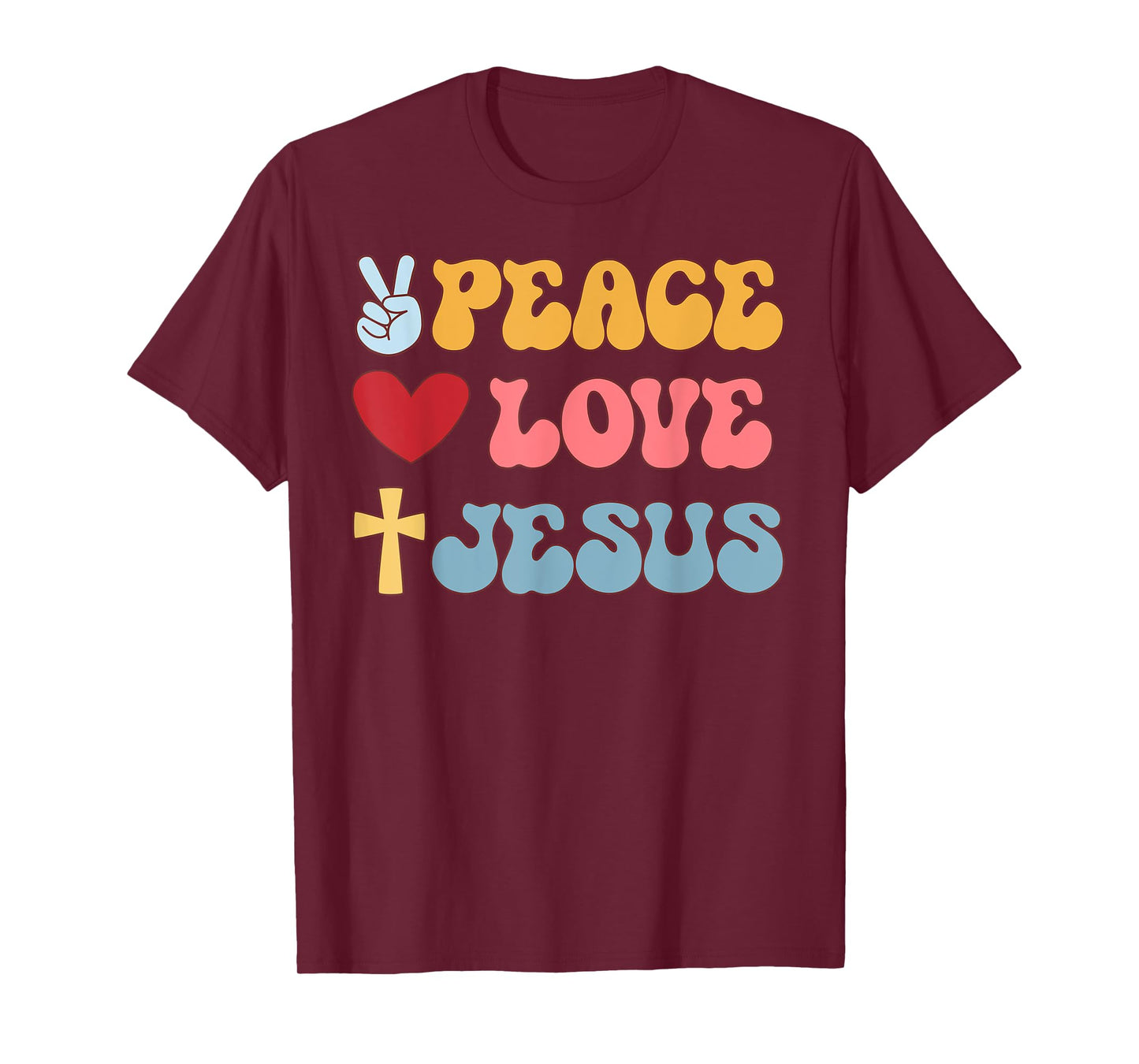 Groovy Peace Love Jesus Christian 70's Hippie T-Shirt