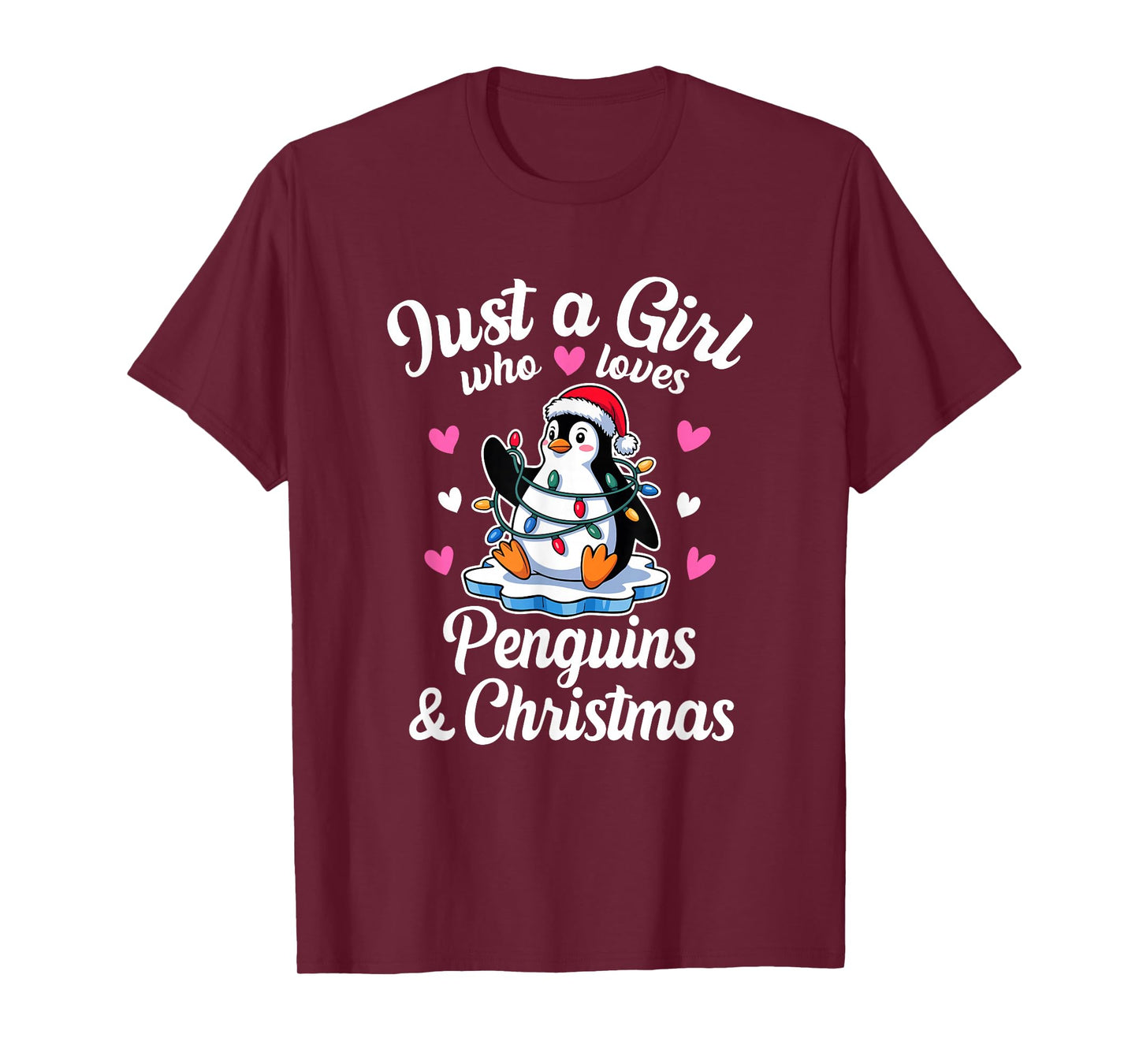 Just a Girl Who Loves Penguins and Christmas Lights T-Shirt