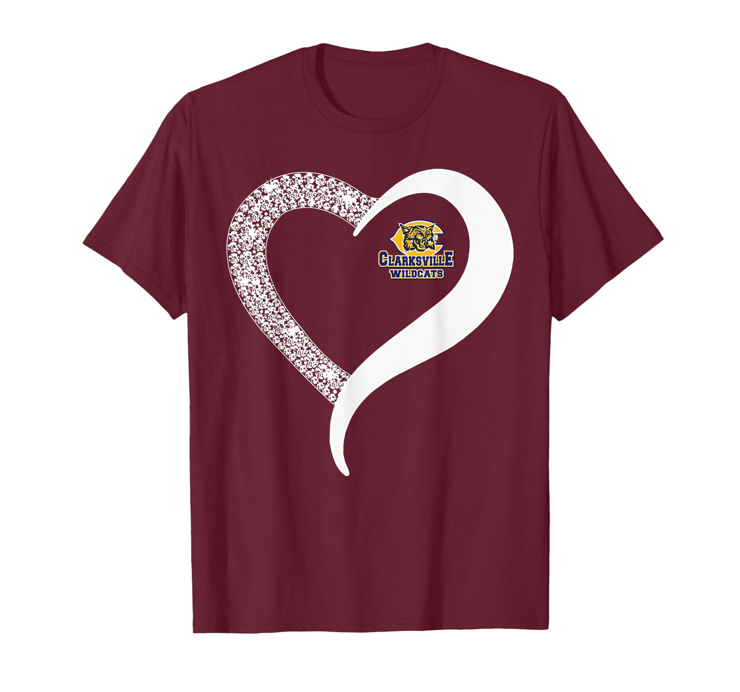 Clarksville Wildcats Logo Diamond Heart HS T-Shirt