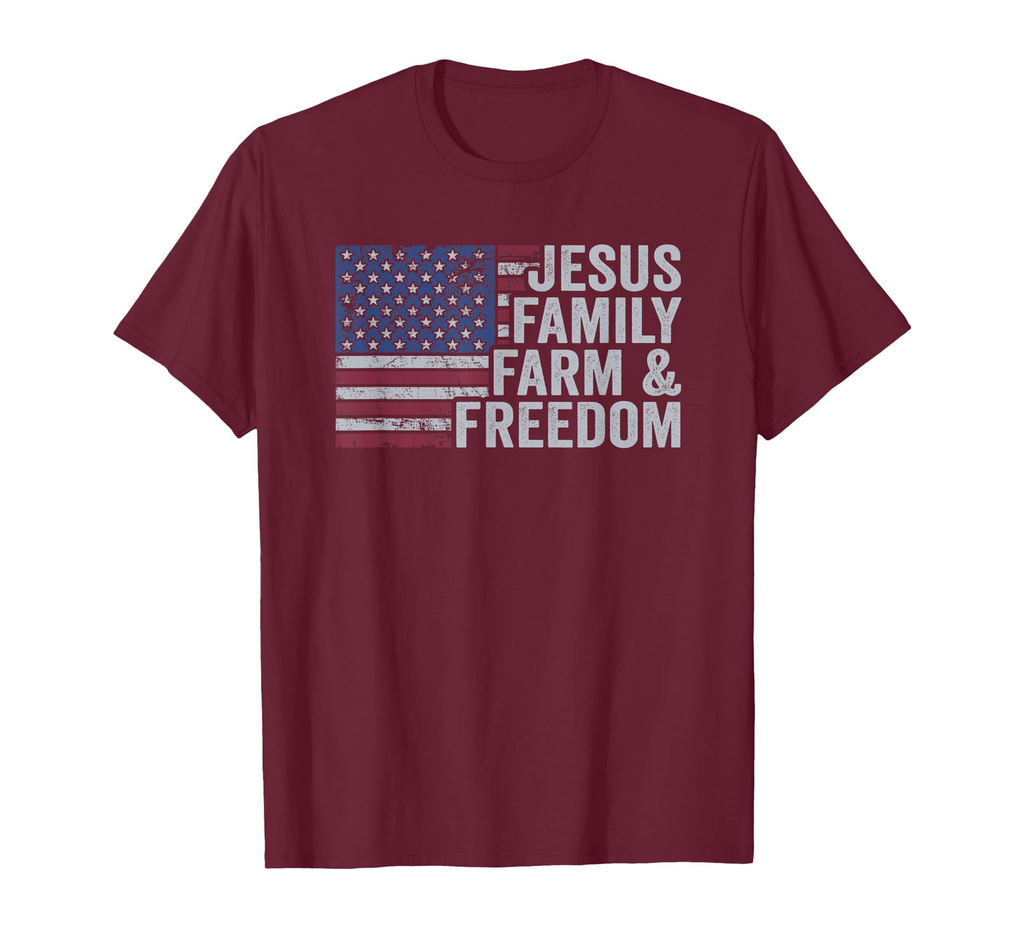 Jesus Family Farm & Freedom Patriotic Christian Farmer USA T-Shirt