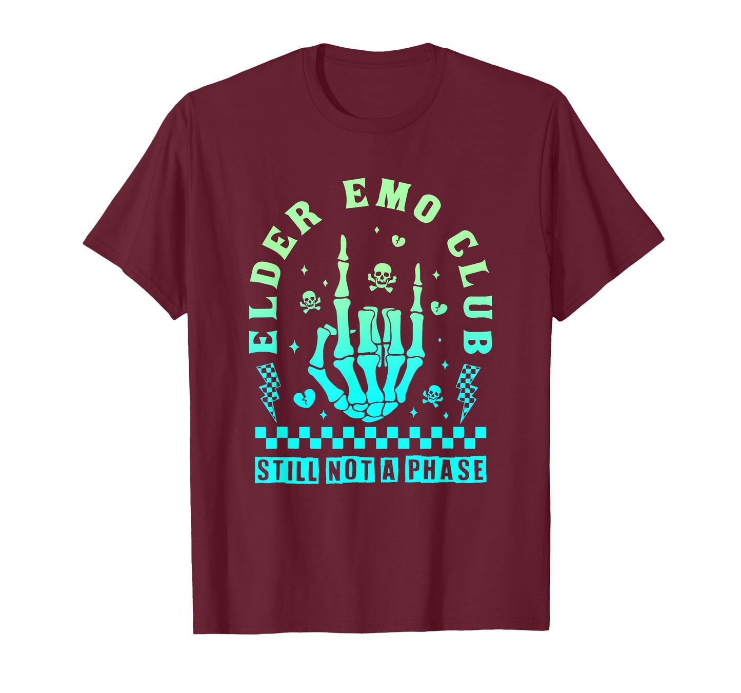 Elder Emo Club Still Not A Phase Skeleton Hand Rock Gradient T-Shirt