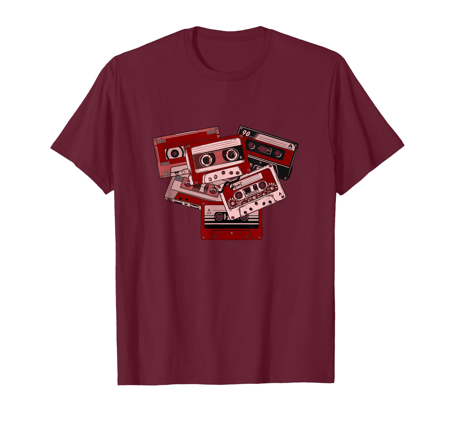 Maroon Red Burgundy Tape Cassettes Classic Old School Maroon T-Shirt