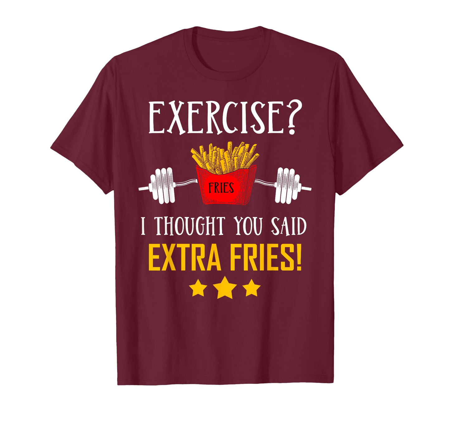 Extra Fries Clothing Apparel Novelty Gift Black Unisex Modern Letter Print T-Shirt