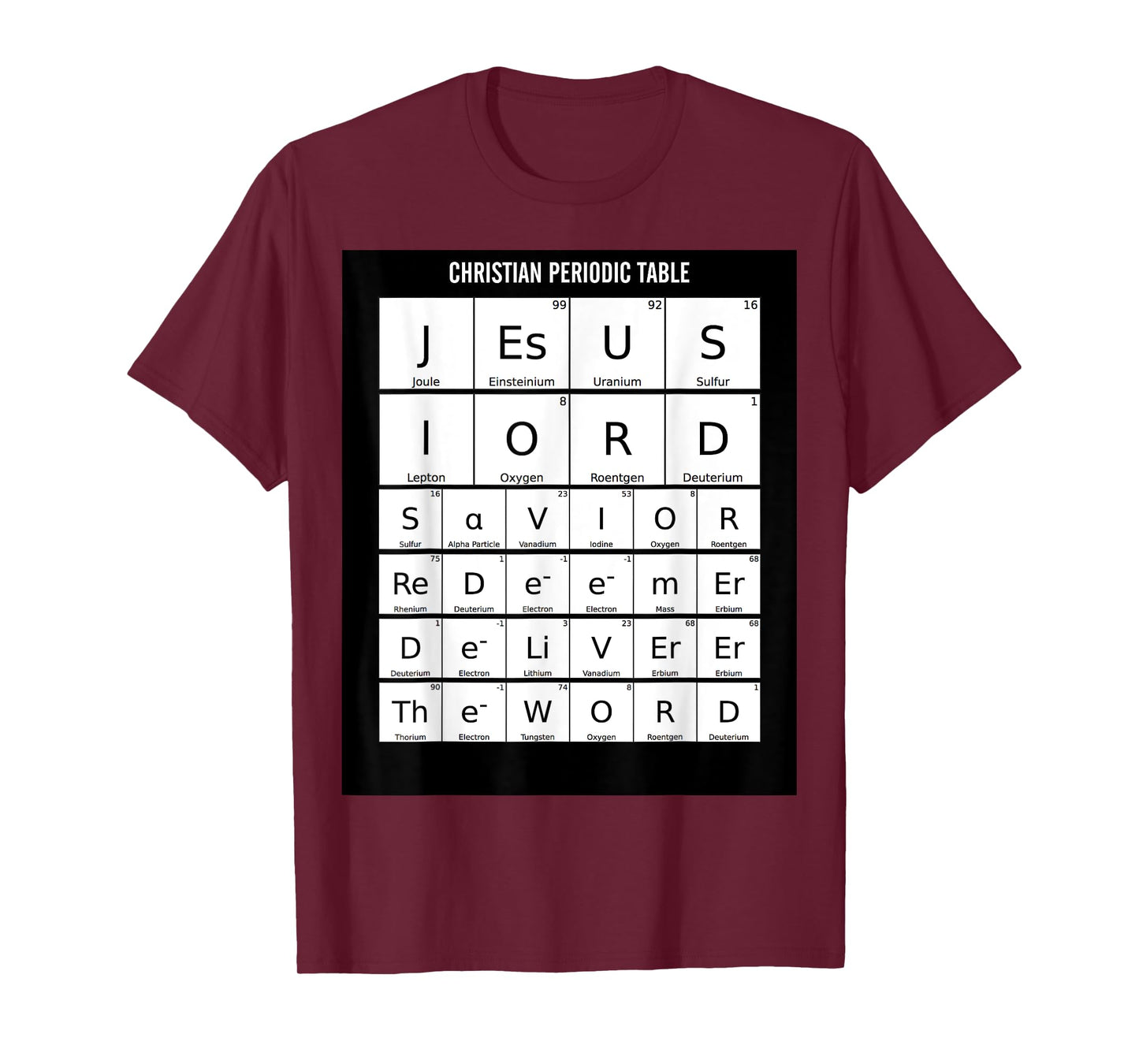 Periodic Table Christian Jesus Elements Science Nerd T-Shirt