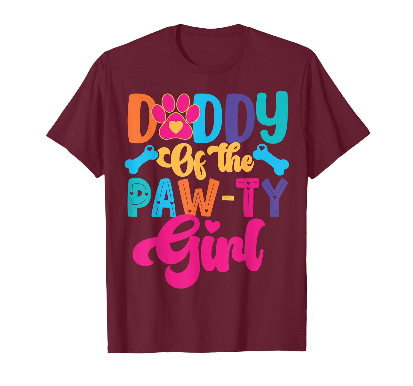 Daddy Of The Birthday Girl Dog Paw Family Matching Party T-Shirt