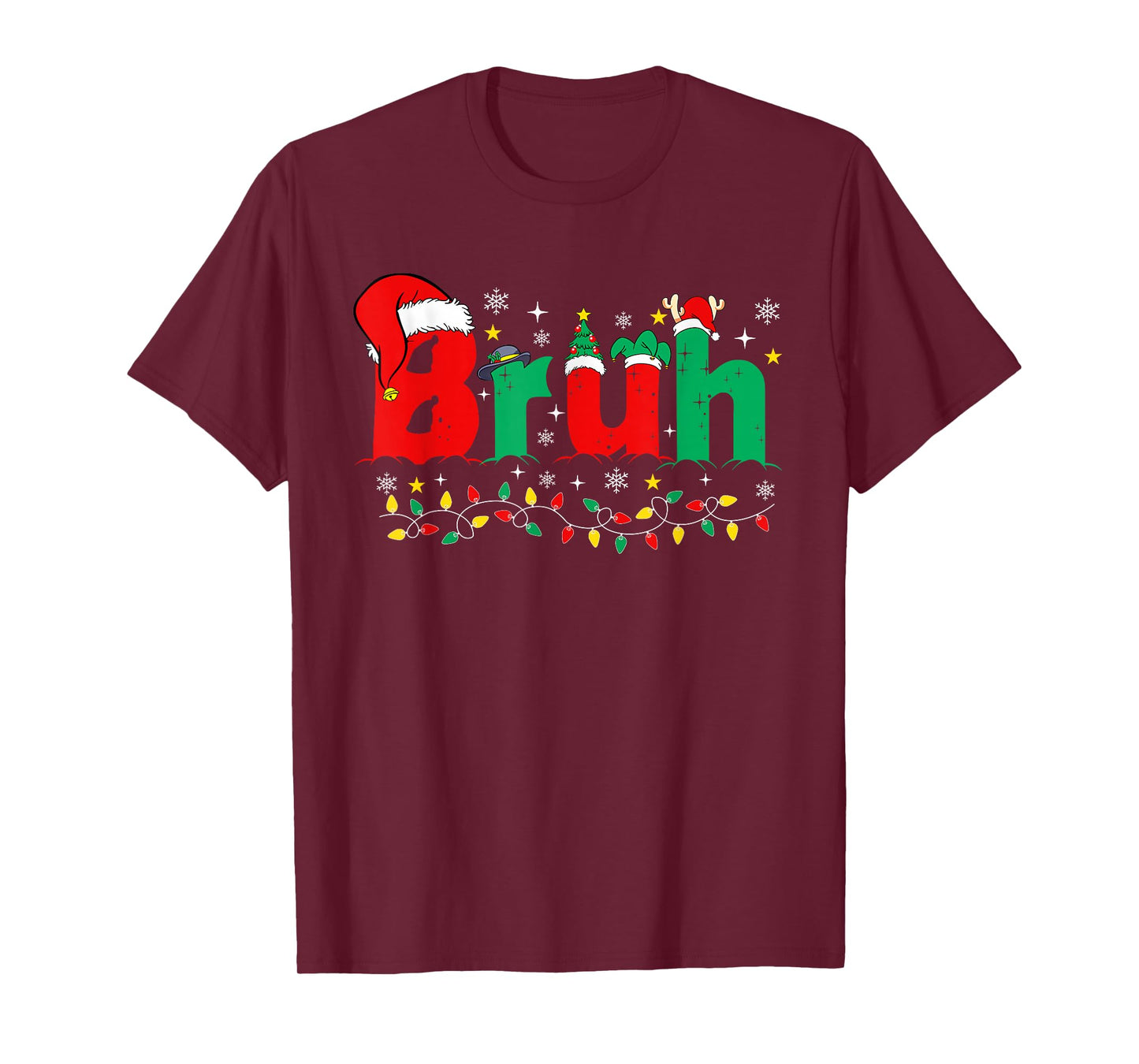Bruh Funny Christmas Red Plaid Teens Boys Kids Xmas Pajamas T-Shirt