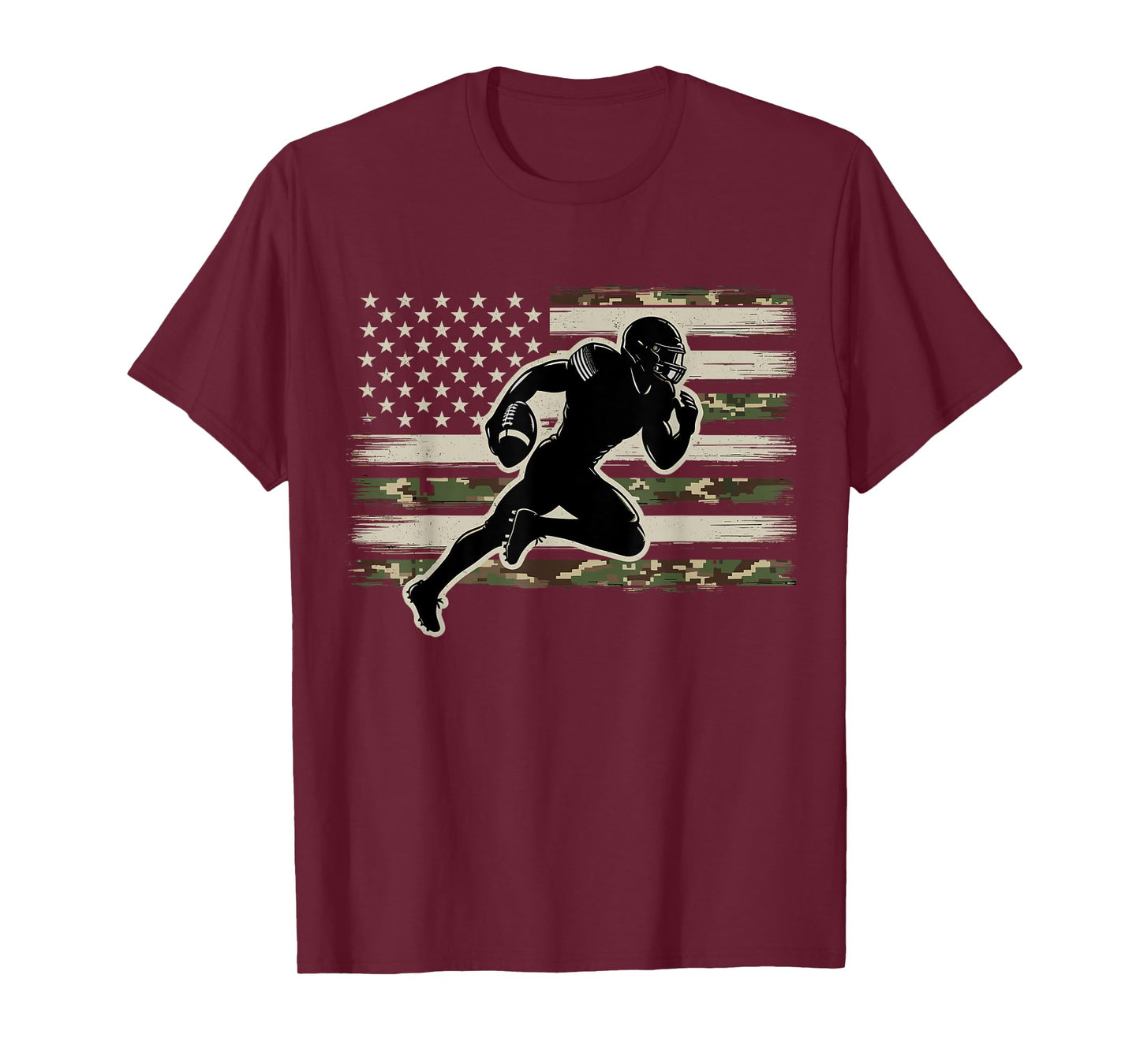 Football Camo US Flag American Football Player T-Shirt