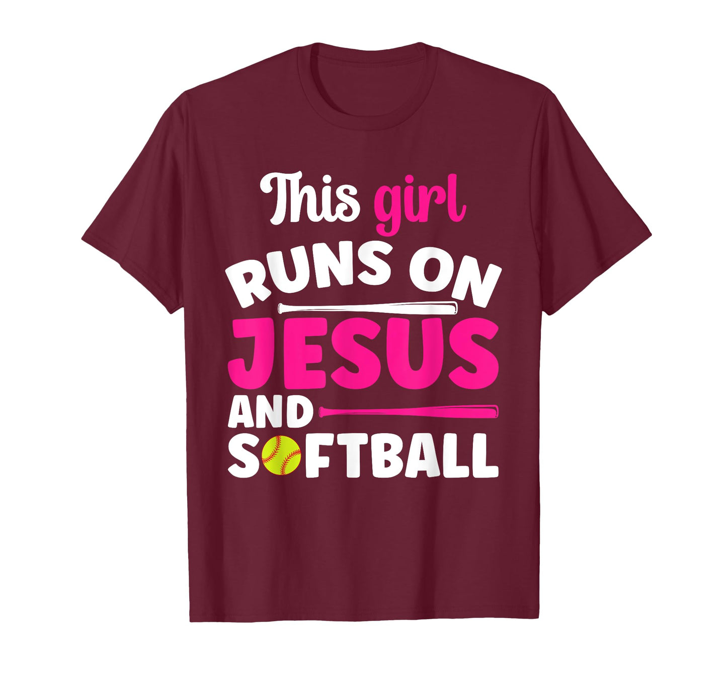 This Girl Runs On Jesus And Softball Christian Athlete T-Shirt