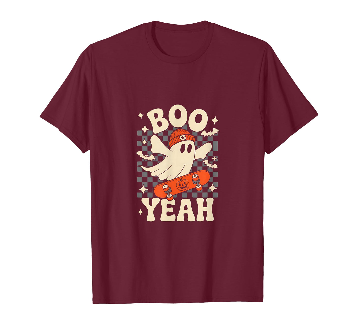 Boo Yeah Halloween Ghost Boys Retro Skateboard Toddler Kids T-Shirt