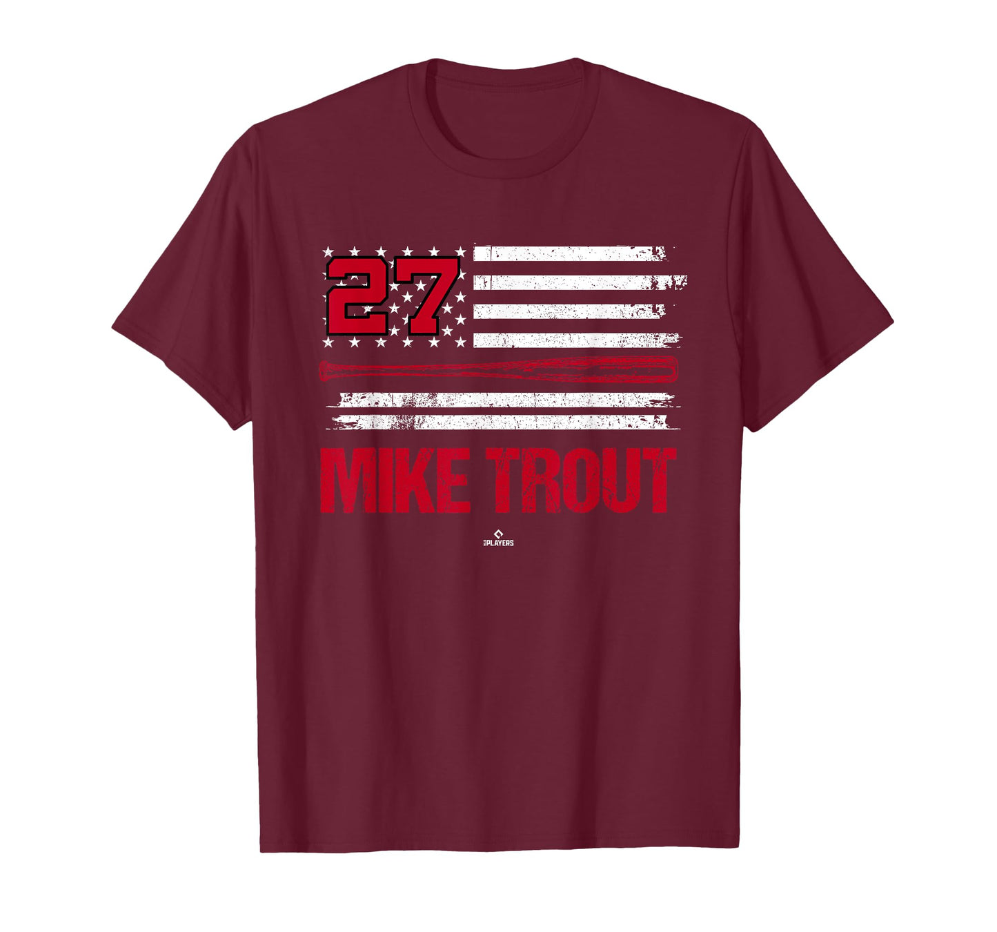 USA Flag Bat Mike Trout Los Angeles Baseball MLBPA T-Shirt