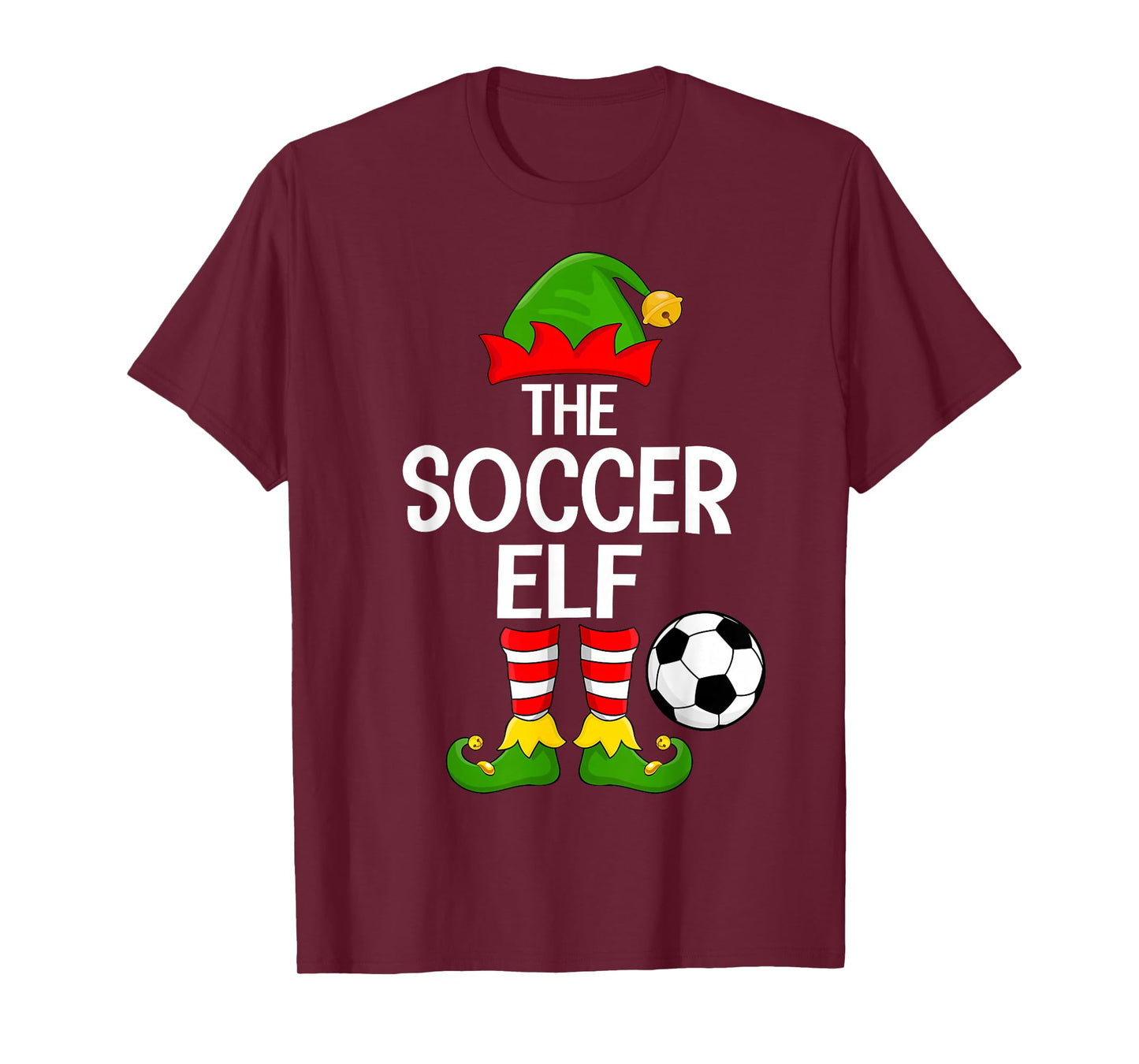 Soccer Elf Xmas Matching Family Elf Squad Christmas T-Shirt
