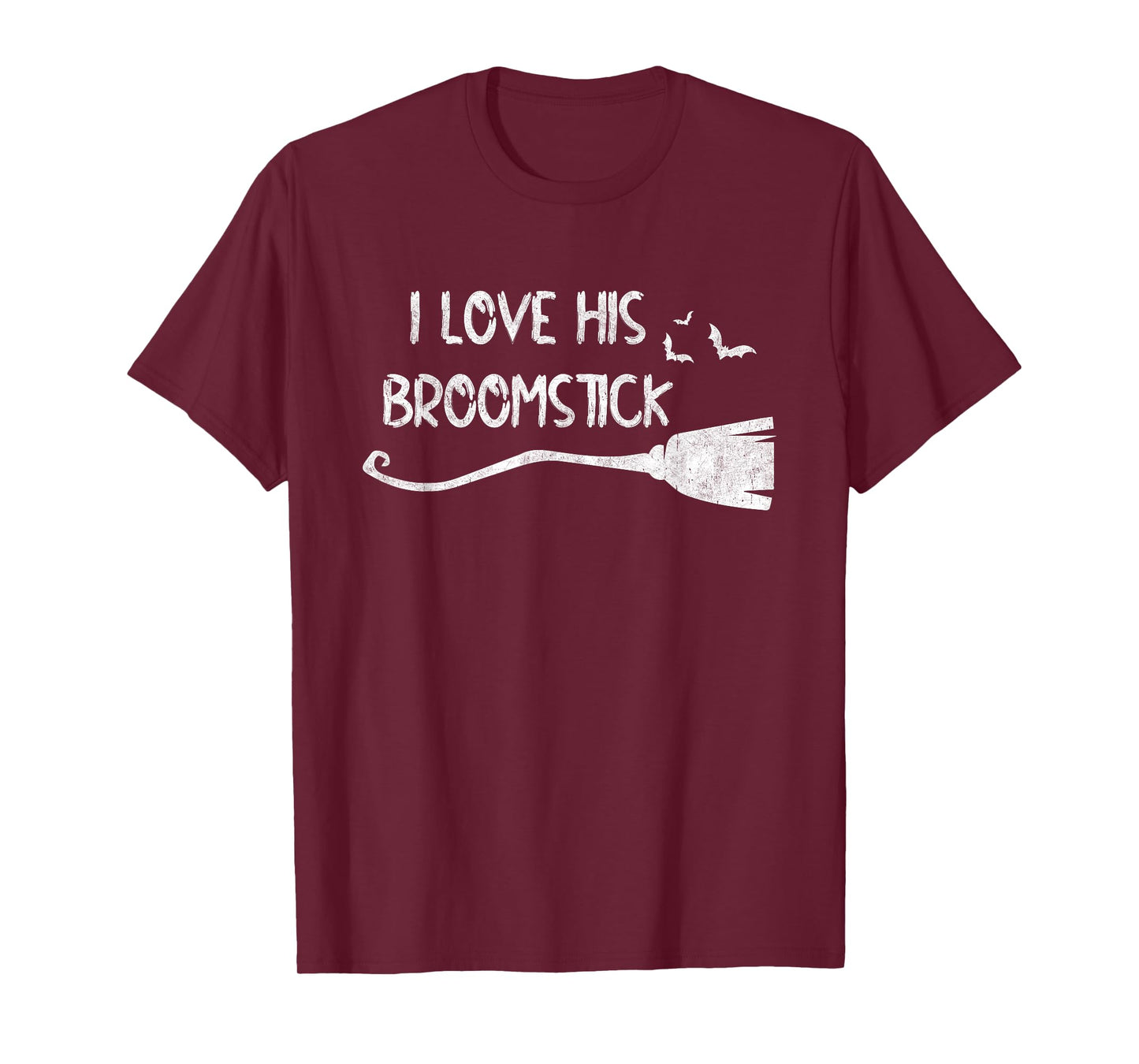 I Love His Broomstick Funny Halloween Witch Couple Matching T-Shirt