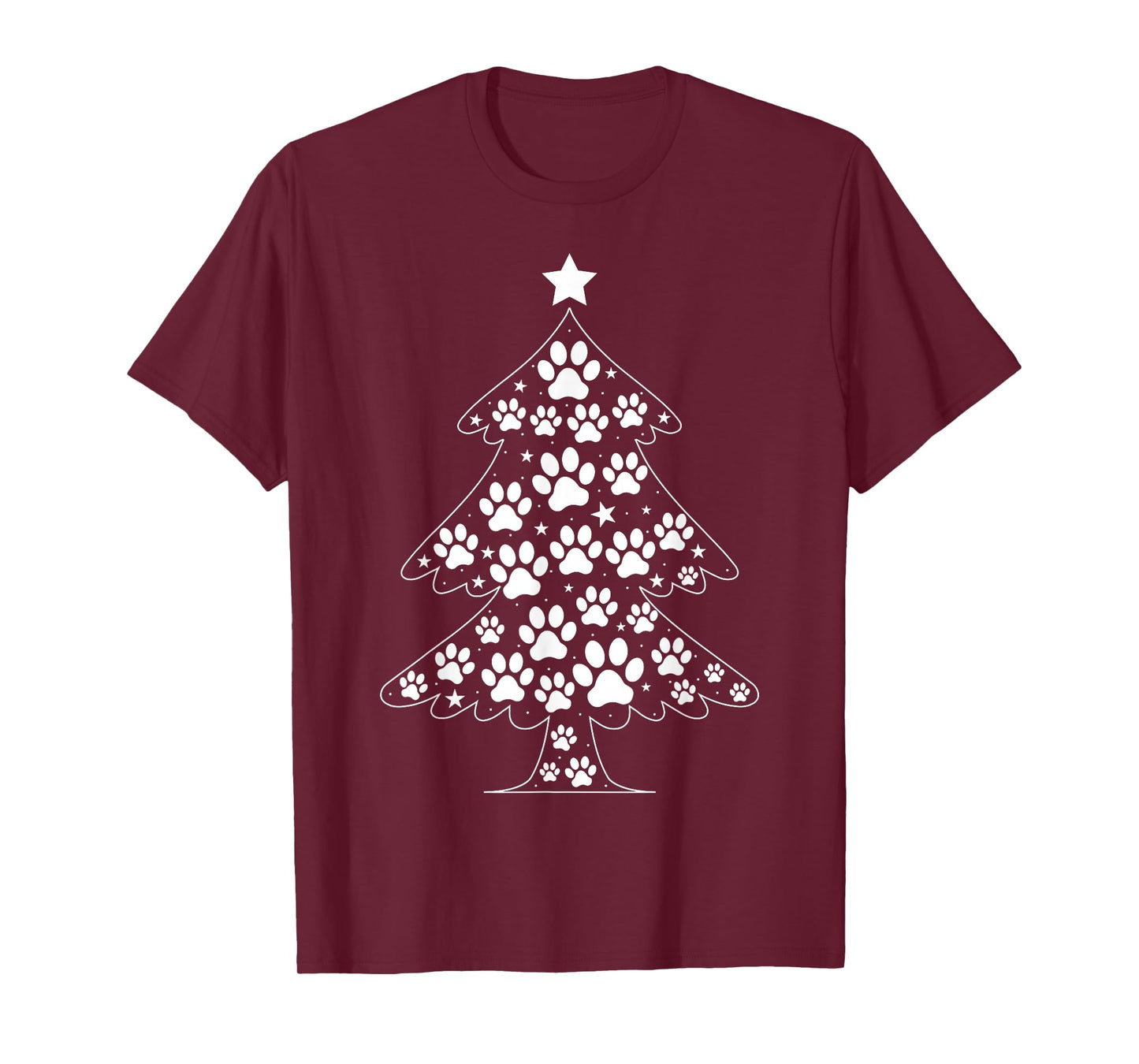Cat Dog Paw Christmas Tree Funny Puppy Dog Cat Lover Xmas T-Shirt