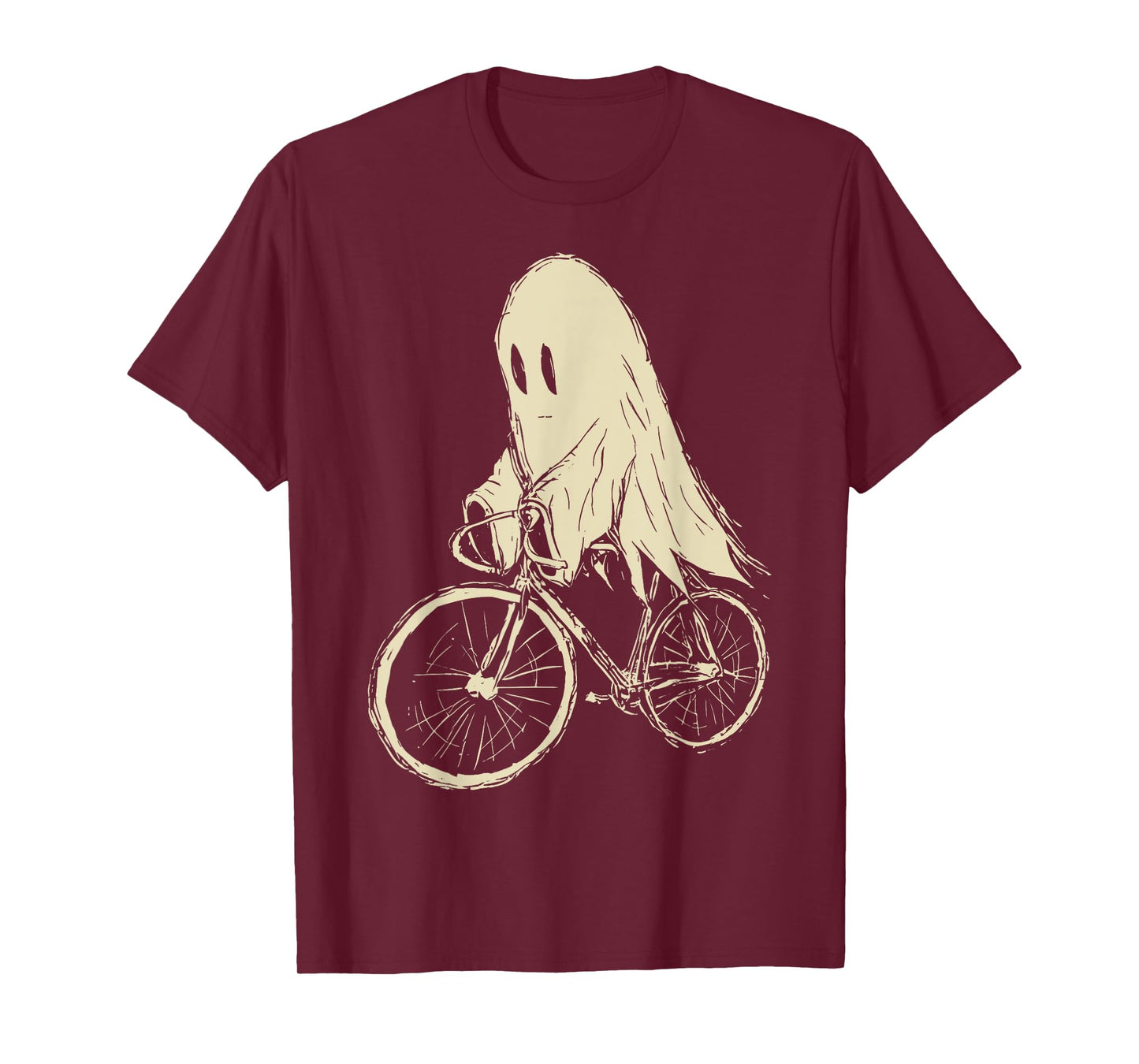 Vintage Ghost Riding Bicycle Cycing Biking Halloween T-Shirt