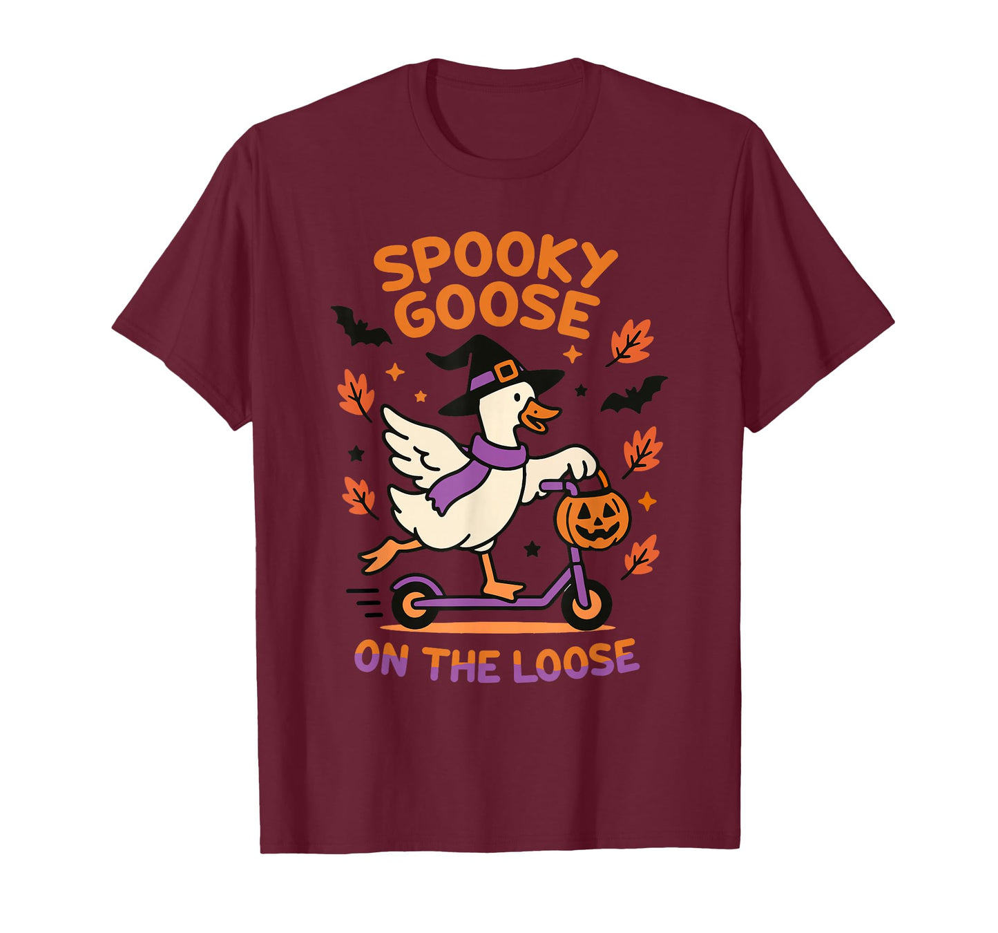Spooky Goose On The Loose Funny Witch Pumpkin Halloween T-Shirt