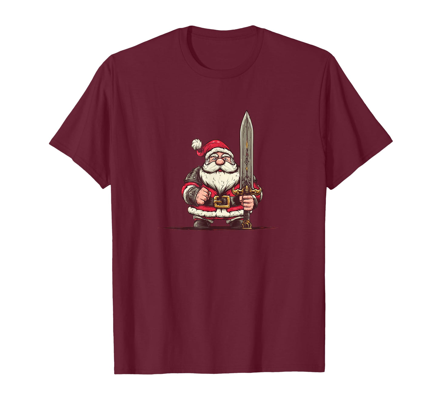 Cool Santa Claus with Fantasy Sword Costume for Xmas T-Shirt