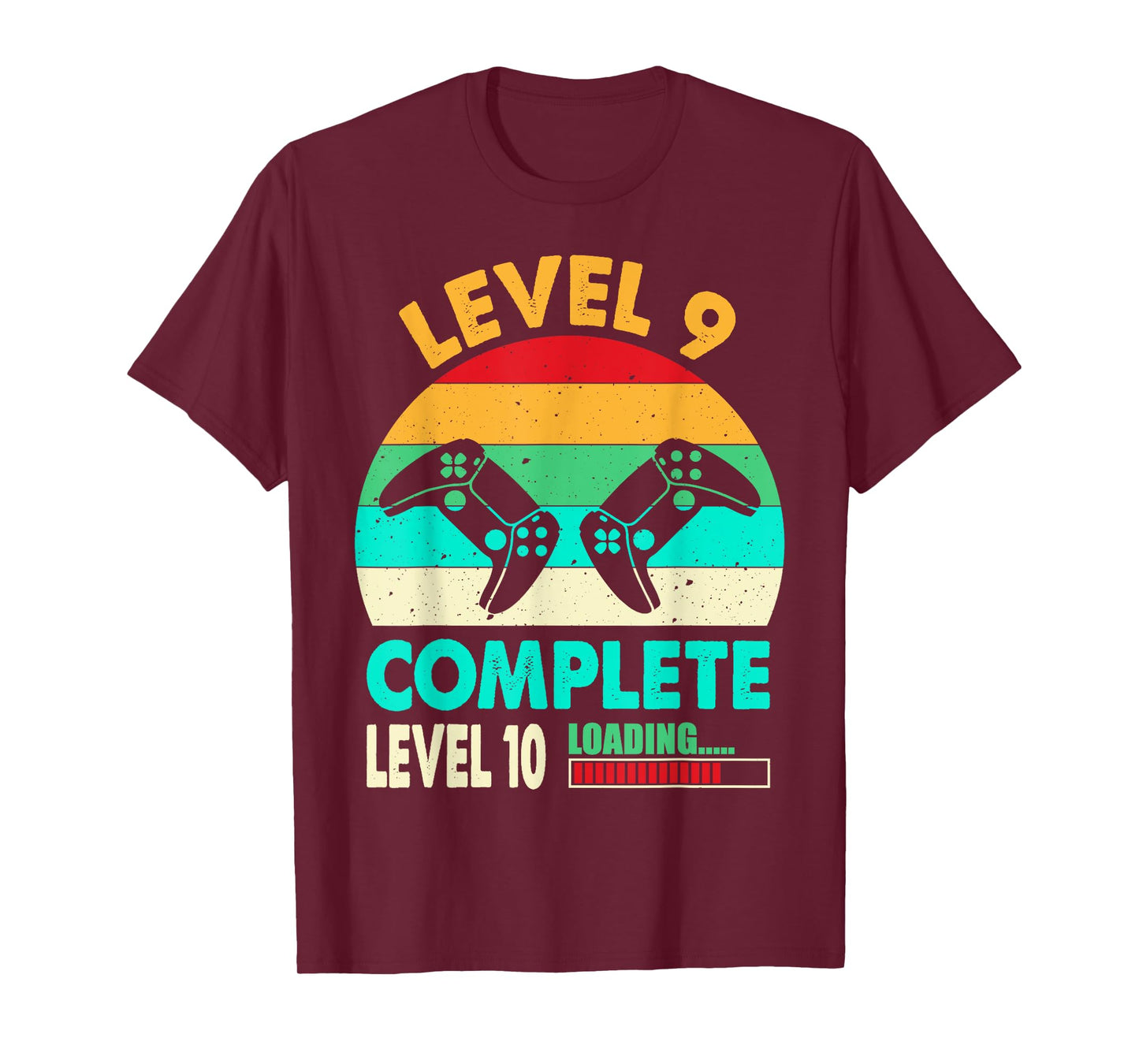 Funny Gamer 9th Wedding Anniversary Vintage Level 9 Complete T-Shirt
