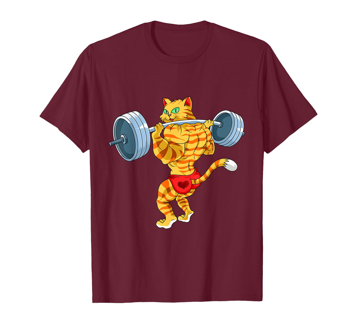 Weightlifing Barbell - Funny Workout Gym Weightlifting Cat T-Shirt for Men Women