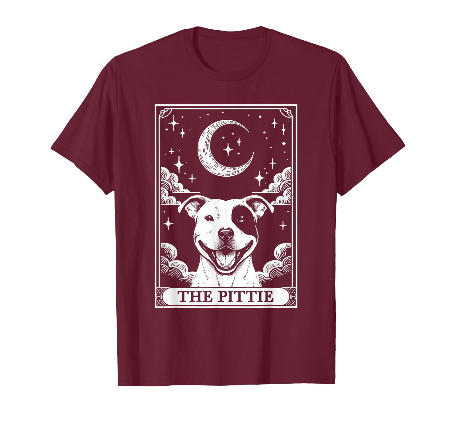 Tarot Card Vintage Crescent Moon Pit Bull Dog Pittie Mom T-Shirt for Men Women Kids