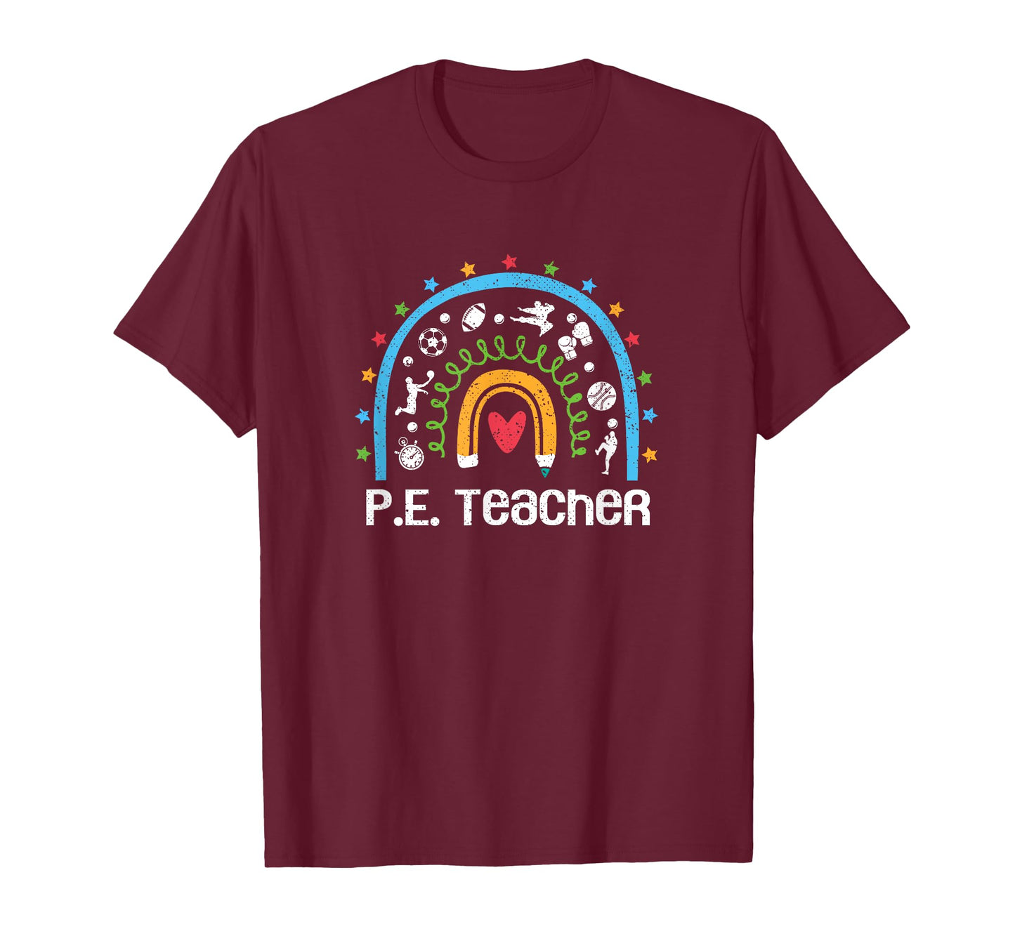 PE Teacher Rainbow Back To School Physical Education T-Shirt for Men Women