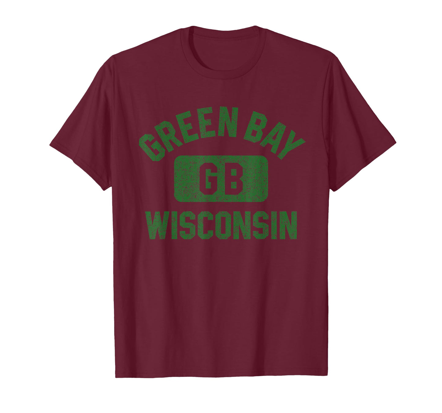 Green Bay Wisconsin GB Gym Style Distressed Green Print T-Shirt