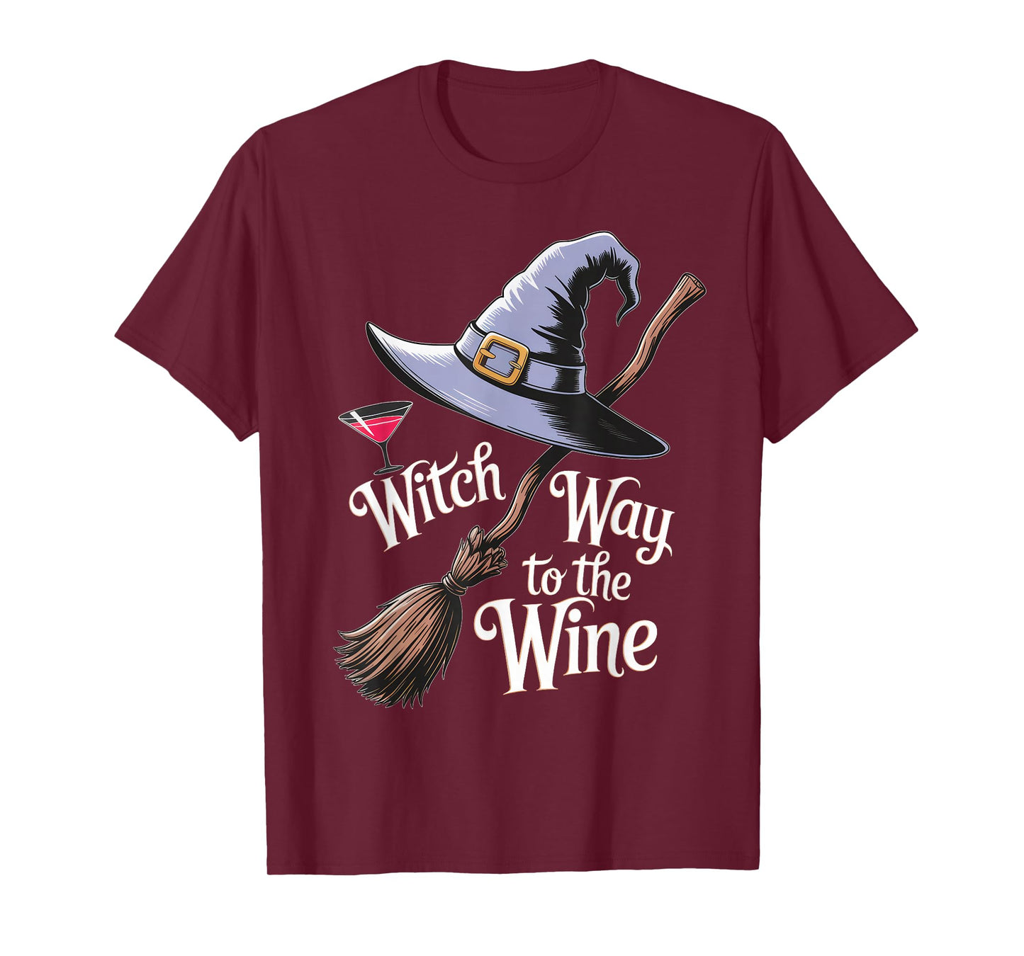 Witch Way to The Wine Funny Halloween Retro Drinking Spooky T-Shirt