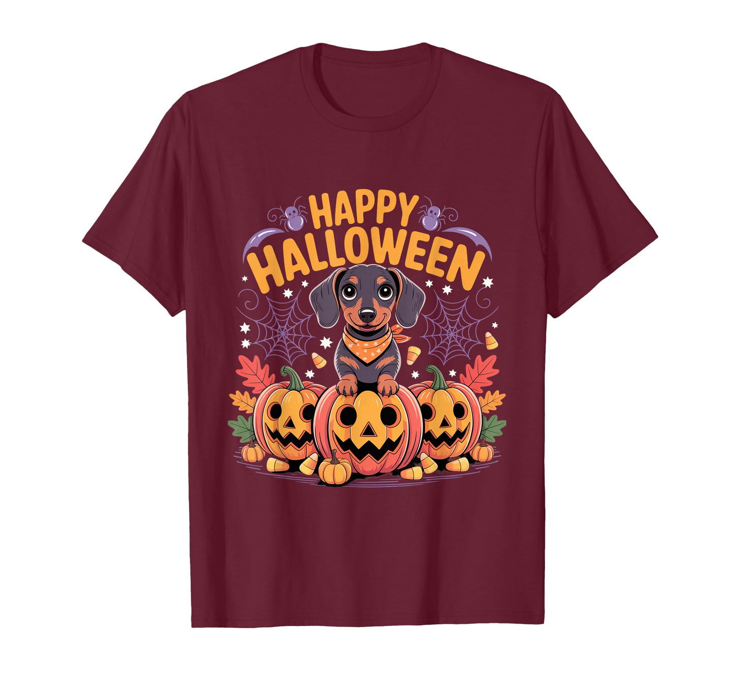 Weiner Dog Witch Happy Halloweenie Cute Halloween Dachshund T-Shirt