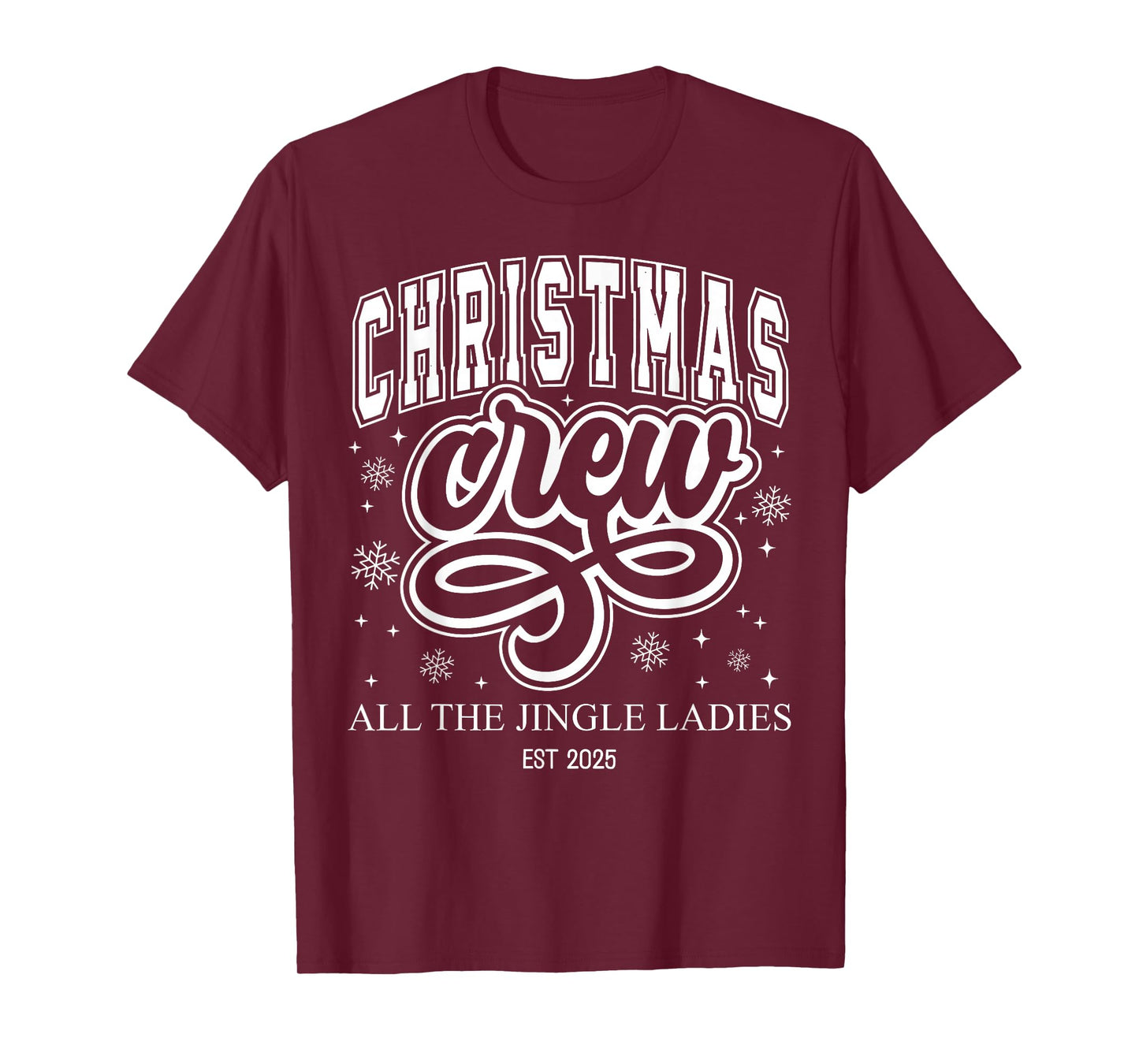 Retro All The Jingle Christmas Crew Ladies Est 2025 Winter T-Shirt