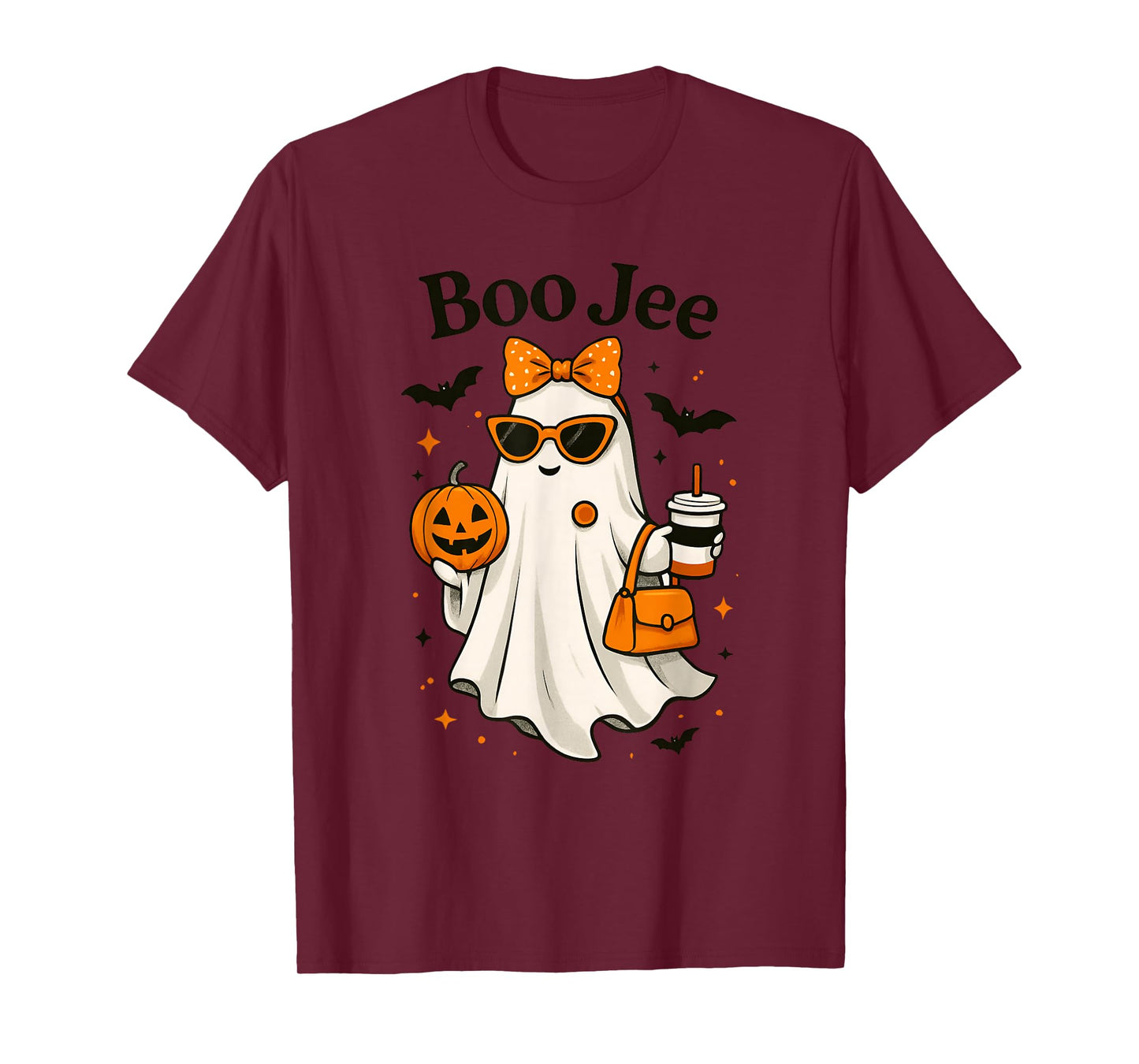 Coquette Leopard Ghost Coffee Boo-JEE Halloween Boujee T-Shirt