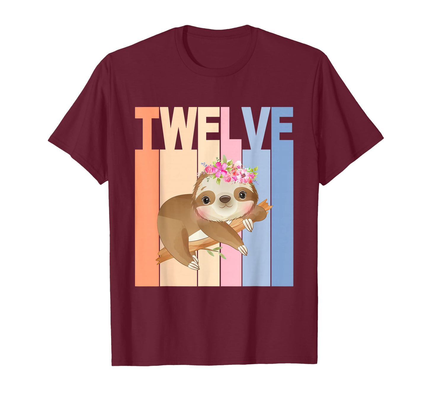 12 Year Old Cute Sloth Birthday Girl 12th Birthday Party T-Shirt