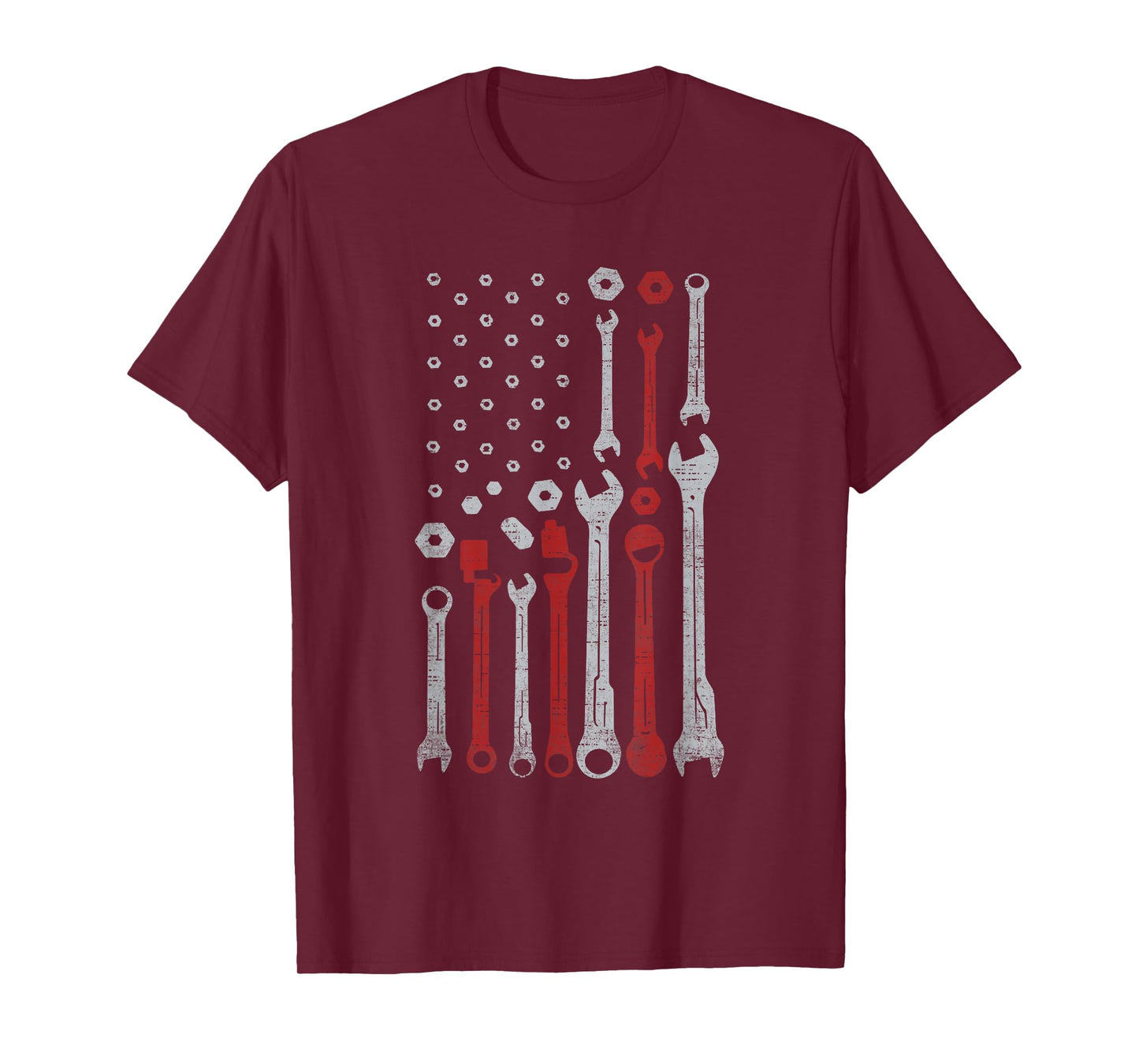 Vintage Mechanic Flag USA American Patriotic Flag Car Mens T-Shirt